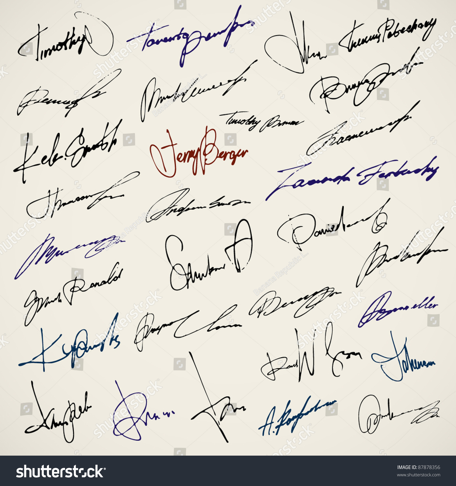 Personal Signature. Set Of Autographs Stock Vector