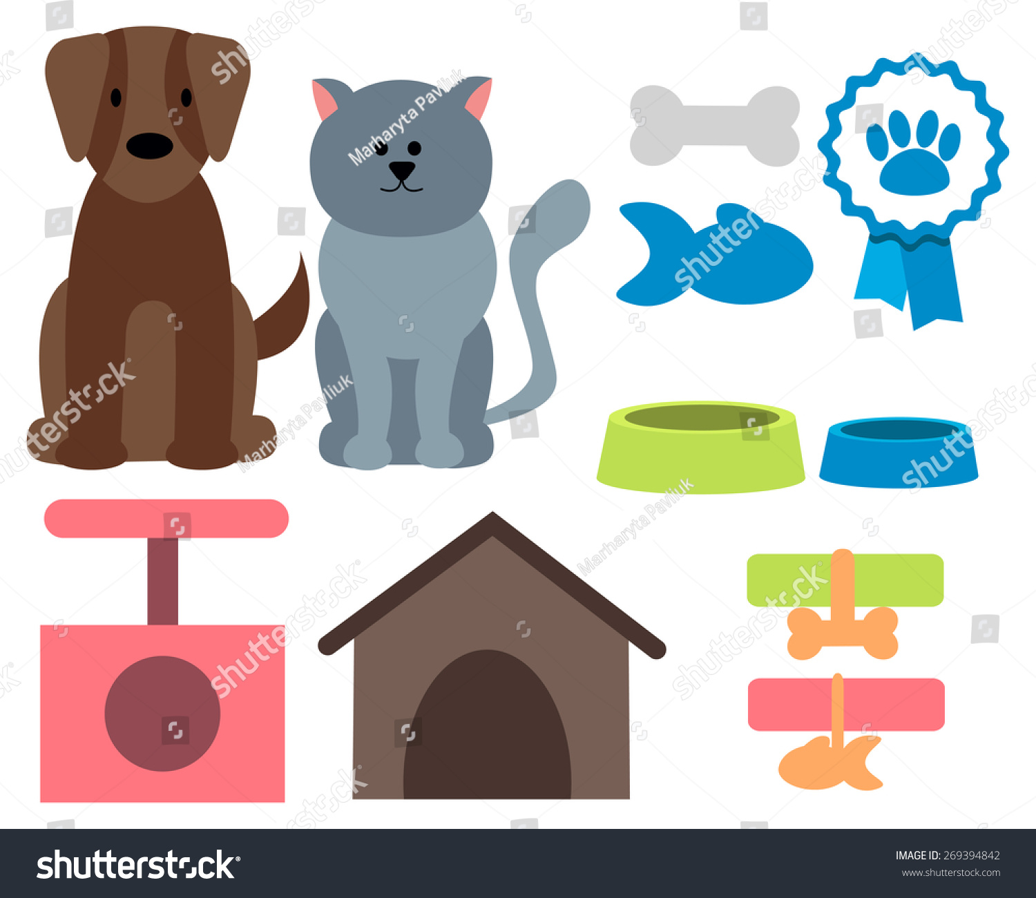 pet icons cat and accessories vector illustration pet icons cat and accessories vector illustration