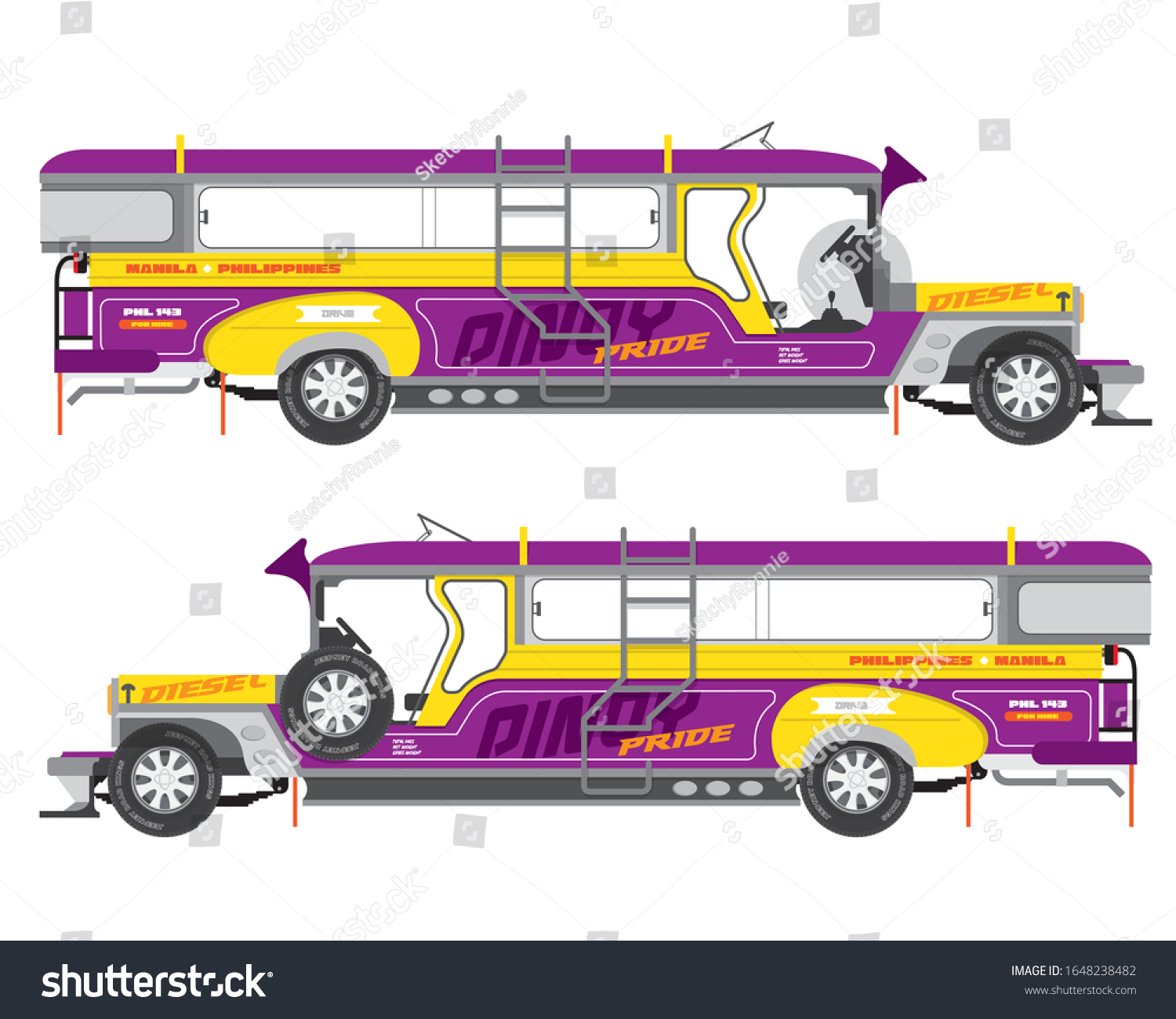 Philippines Jeepney Icon Vector Set Stock Vector Royalty Free 1648238482