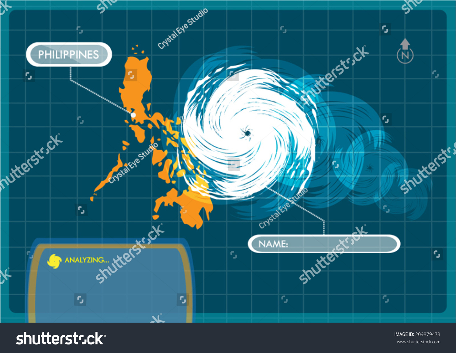 Philippines Map With Eye Of Typhoon, Cyclone Or Storm Vector 