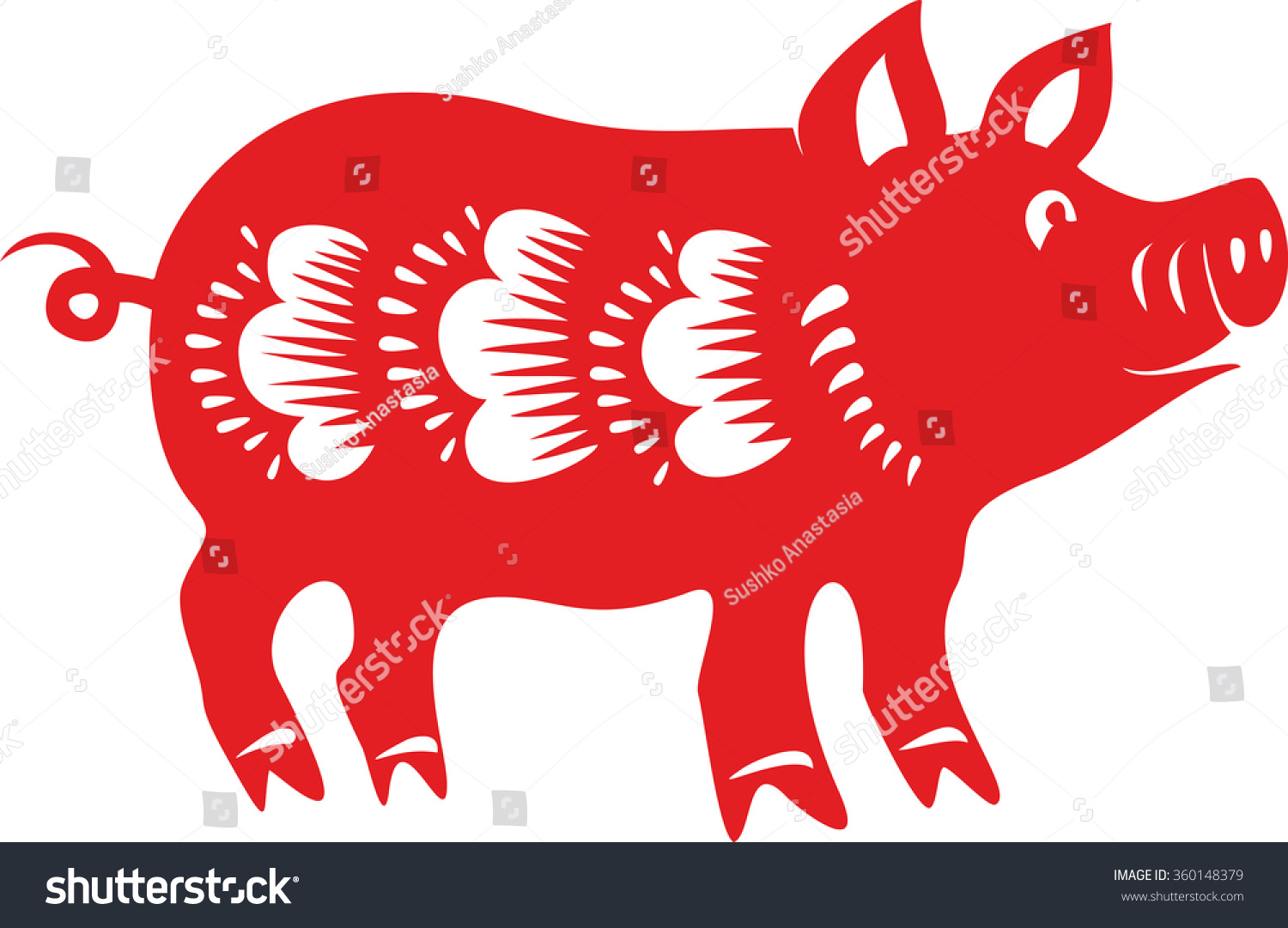 pig-symbol-of-chinese-year-zodiac-paper-cut-style-stock-vector