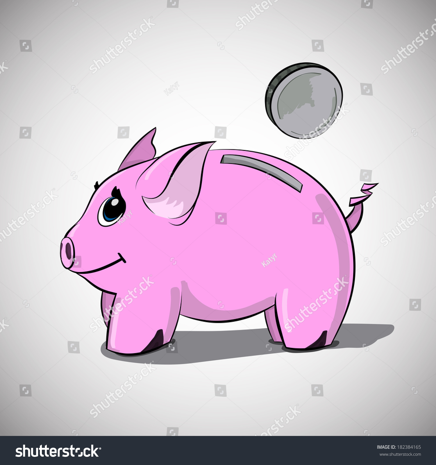 Piggy Bank Hand Drawing Color Stock Vector Illustration 182384165