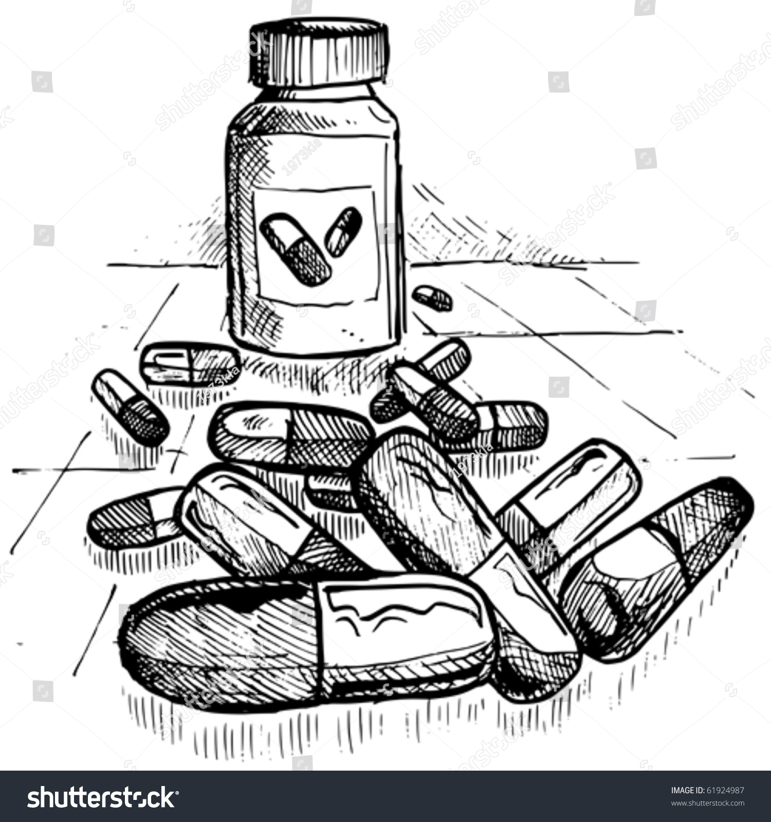 Pills Sketch Stock Vector Illustration 61924987 Shutterstock