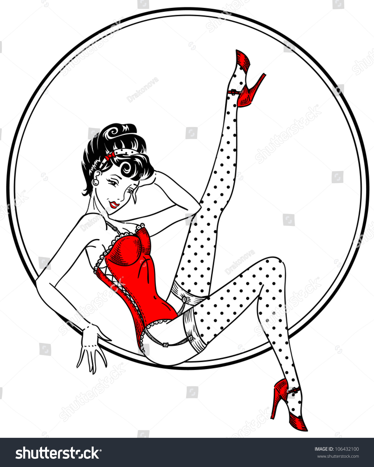 Pinup Classic Sexy Girl Red Stock Vector 106432100