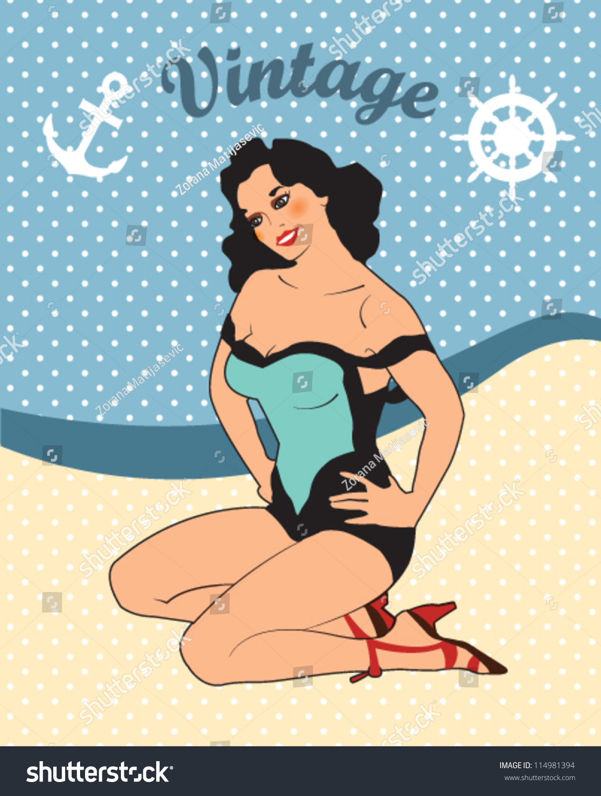 Pin Sexy Girl Vector Illustration Vetor Stock Livre De Direitos