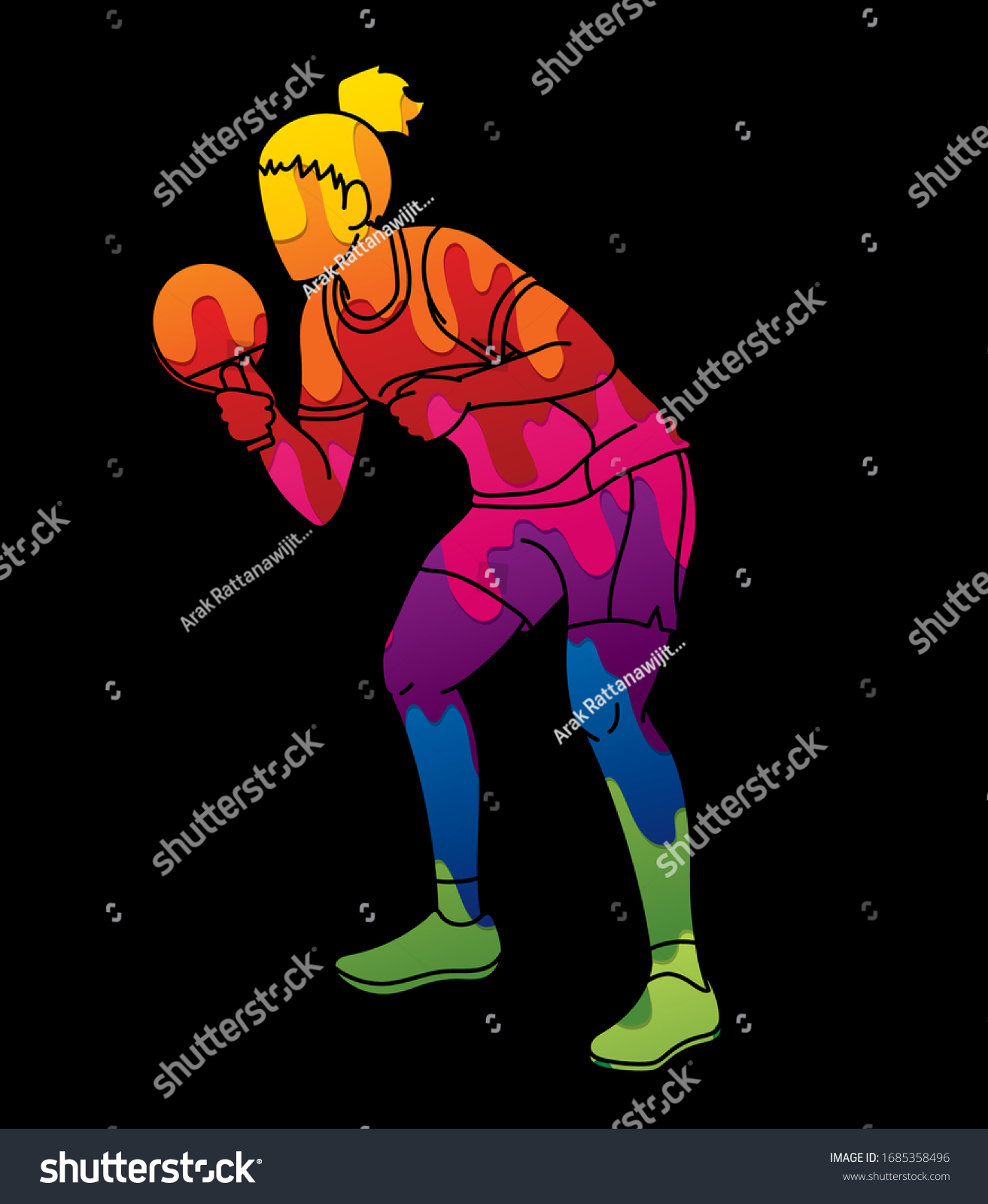 Ping Pong Player Table Tennis Action Stock Vector Royalty Free