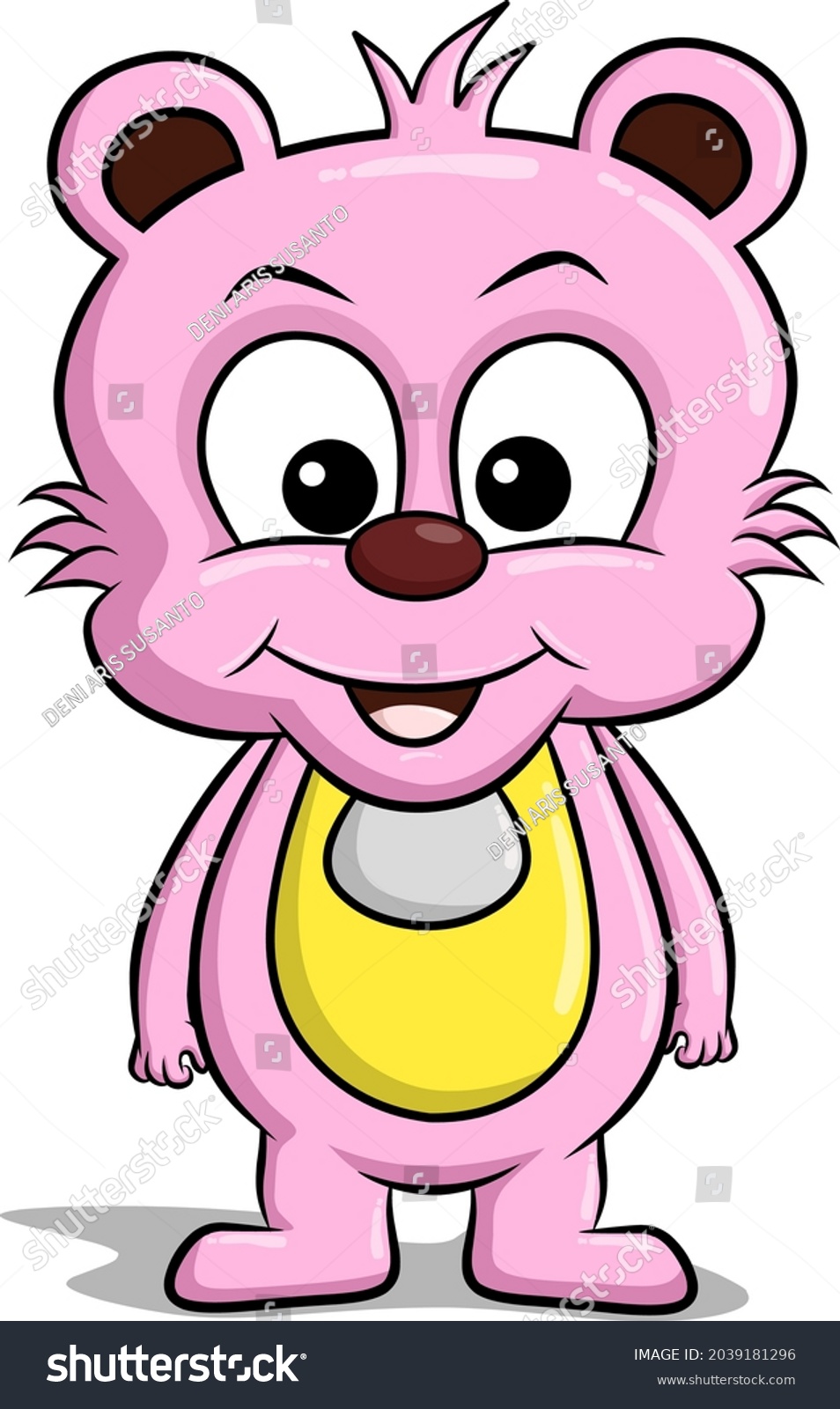 Pink Cute Cartoon Character Isolated Stock Vector Royalty Free 2039181296