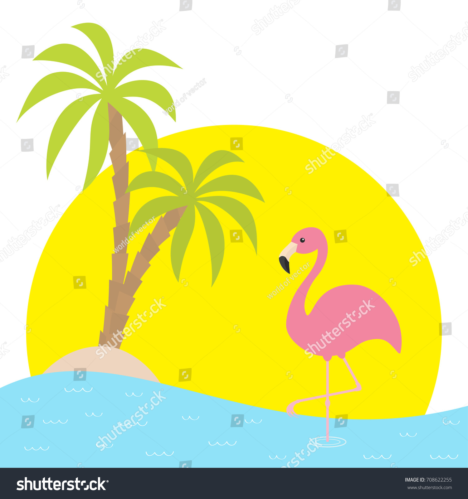 Pink Flamingo Standing On One Leg Stock Vector Royalty Free 708622255