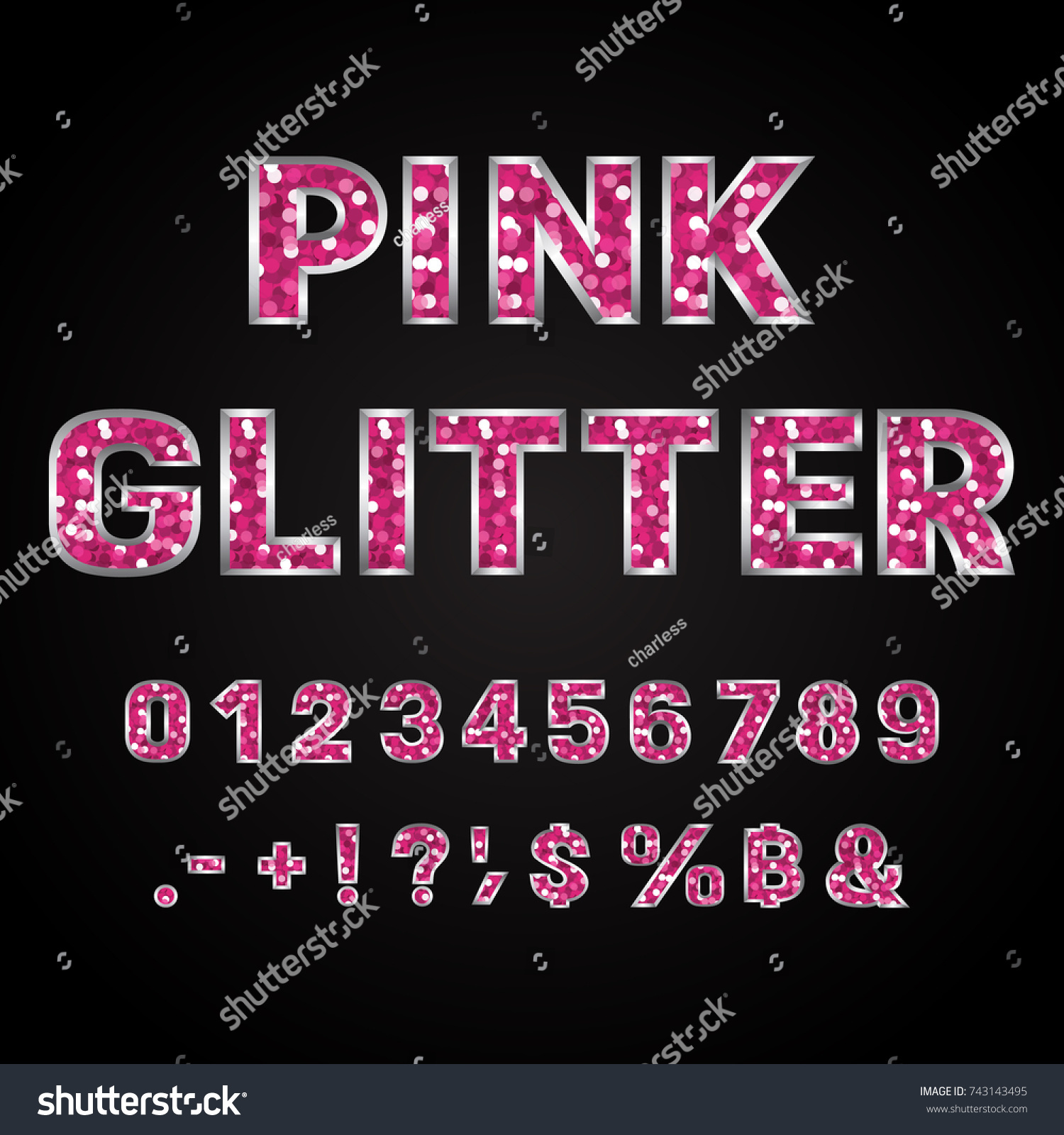 Pink Glitter Alphabet And Numbers With Symbols Images And Photos Finder