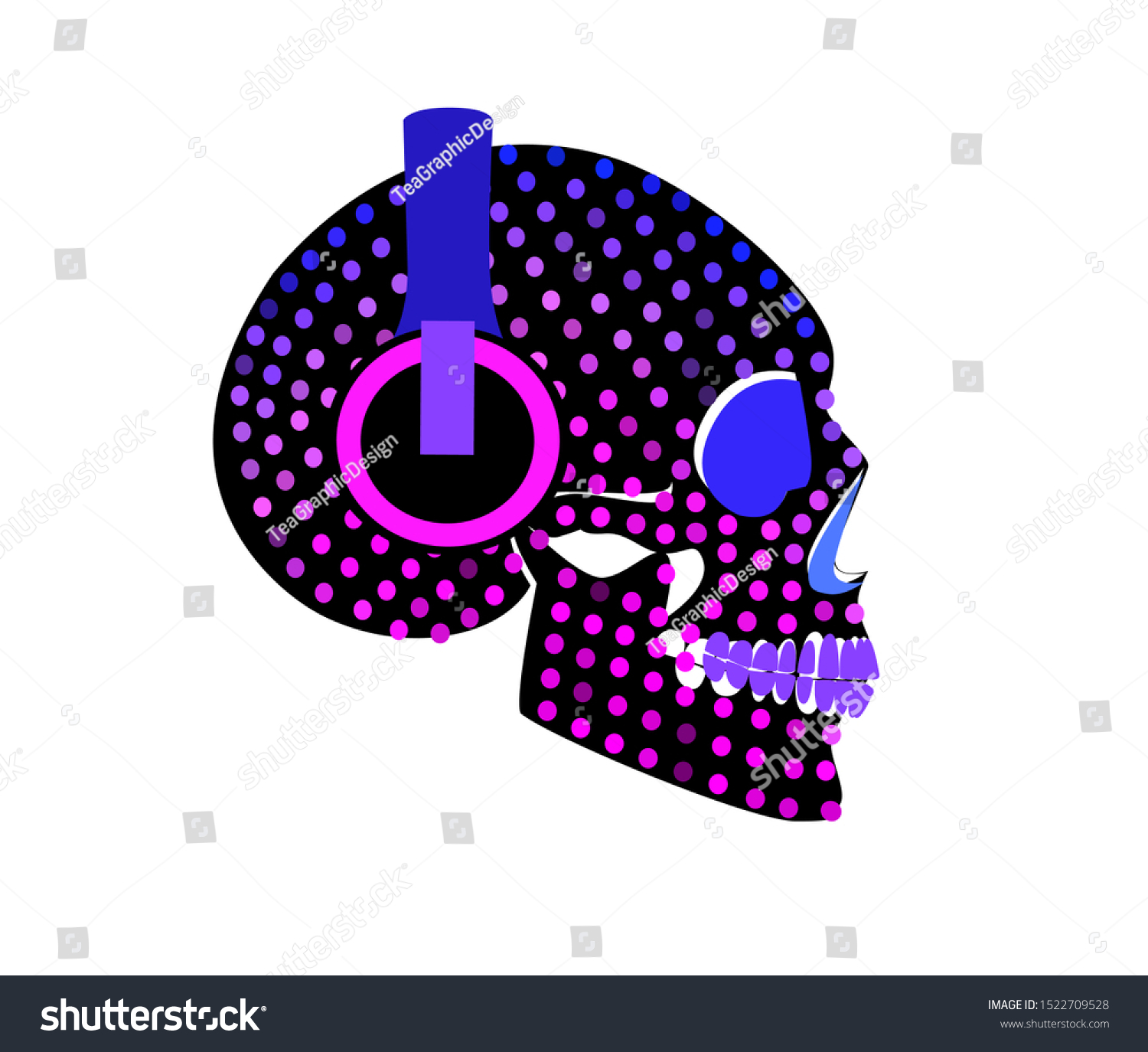 Pink Halftone Skull Icon Headphones Vector Stock Vector Royalty Free