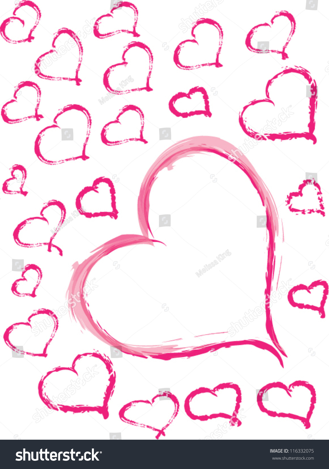 Pink Vector Hand Drawn Hearts On White Background - 116332075