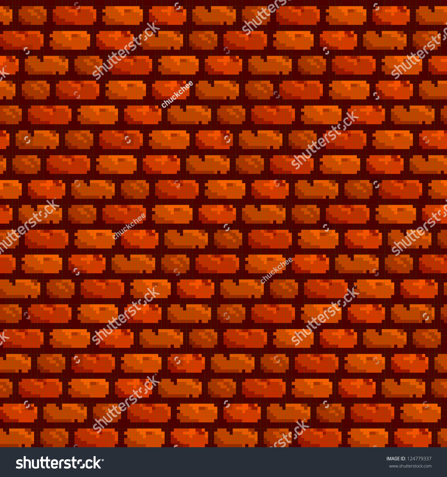 Pixel Art Brick Wall Seamless Background Stock Vector Illustration