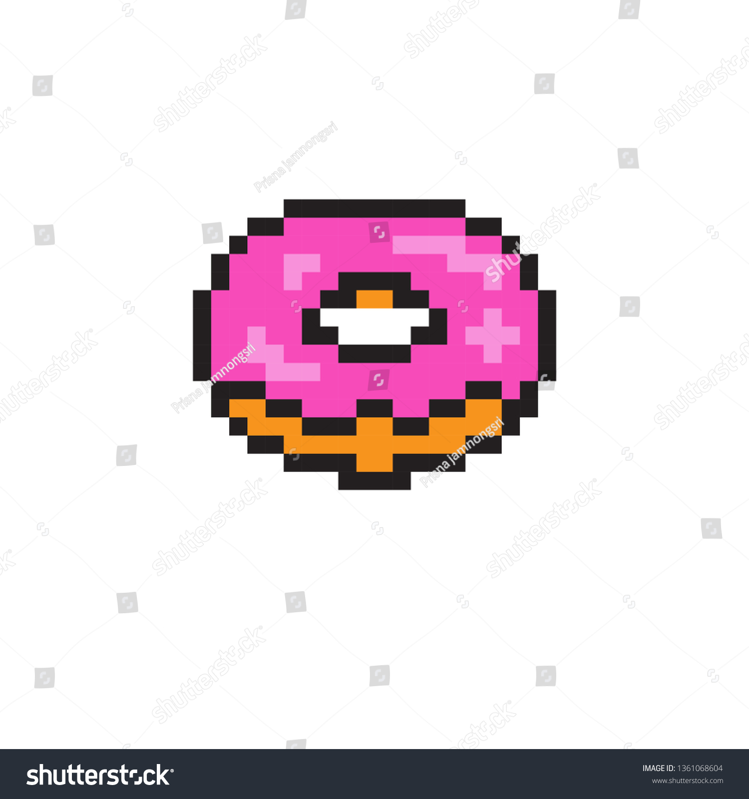 Vektor Stok Pixel Art Donut Tanpa Royalti Shutterstock