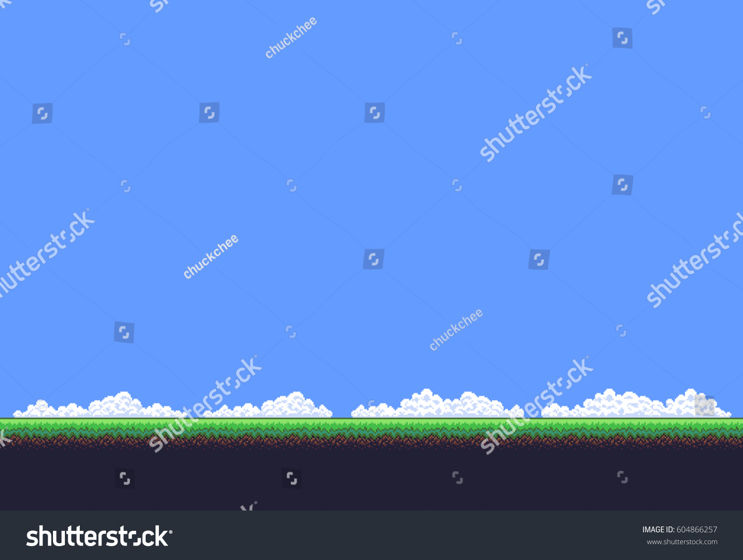 Vektor Stok Pixel Art Game Background Ground Grass Tanpa Royalti