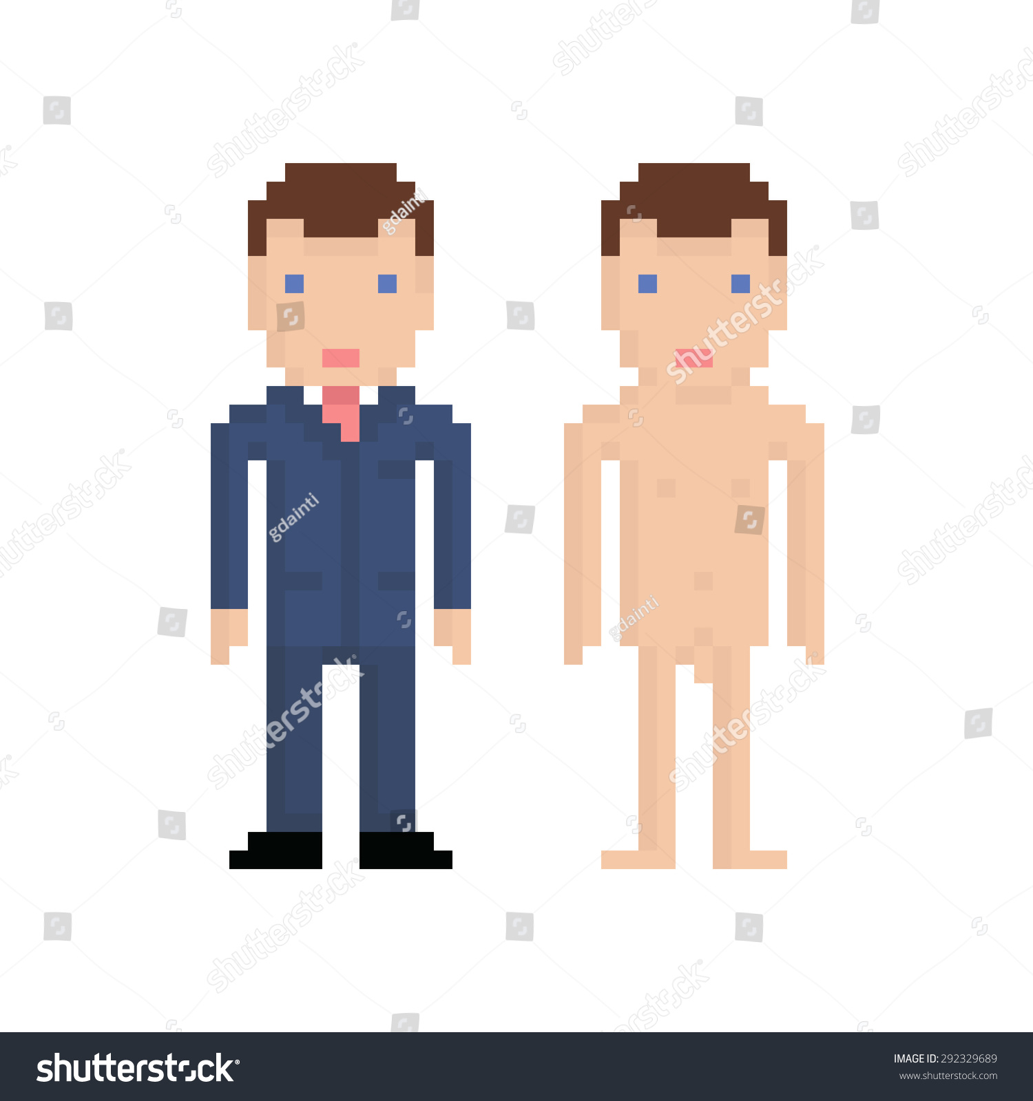 Pixel Art Man Blue Suit Naked Vector C S N Mi N Ph B N Quy N