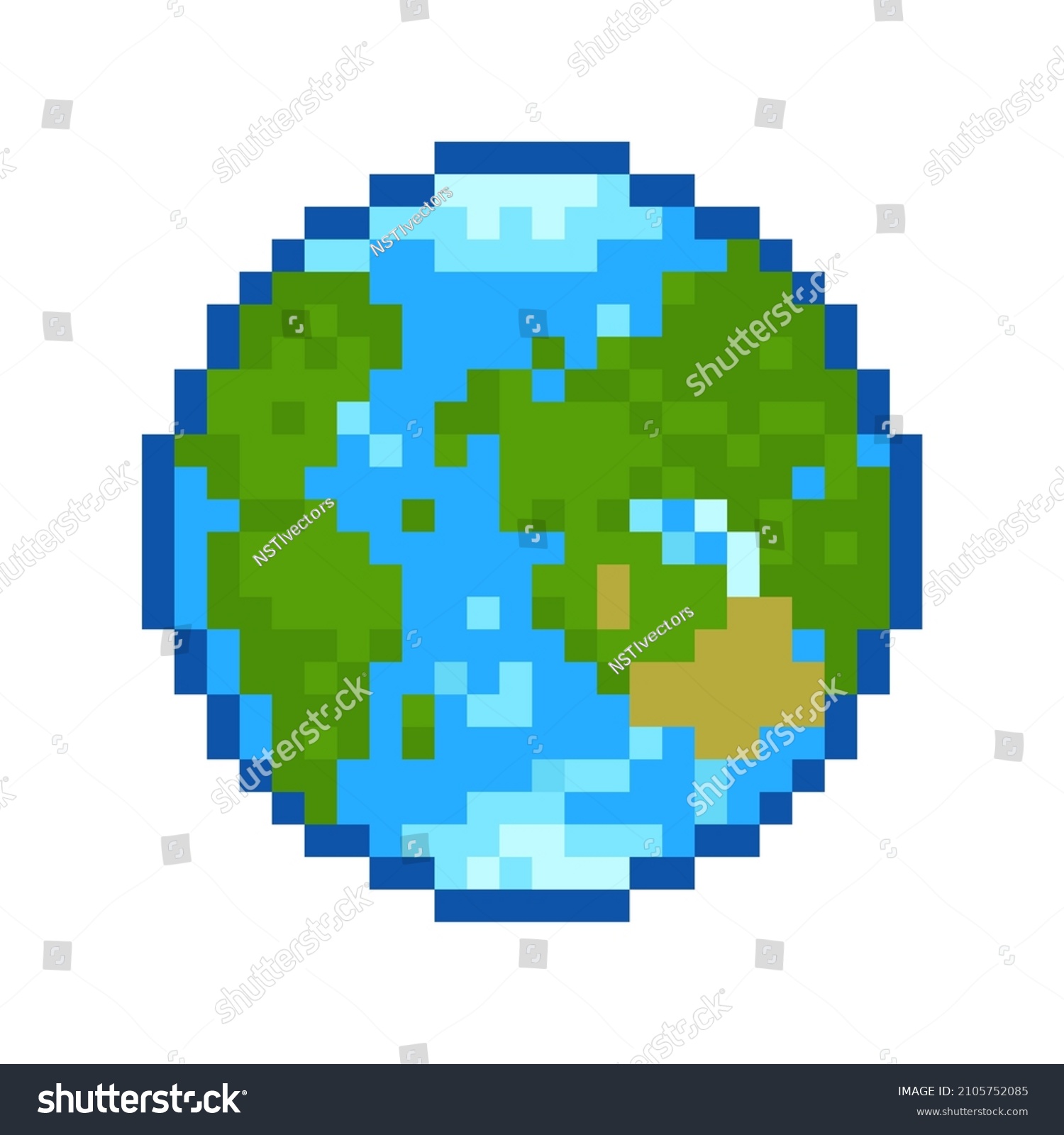 Pixel Art Planet Earth Icon Vector Stock Vector Royalty Free 2105752085