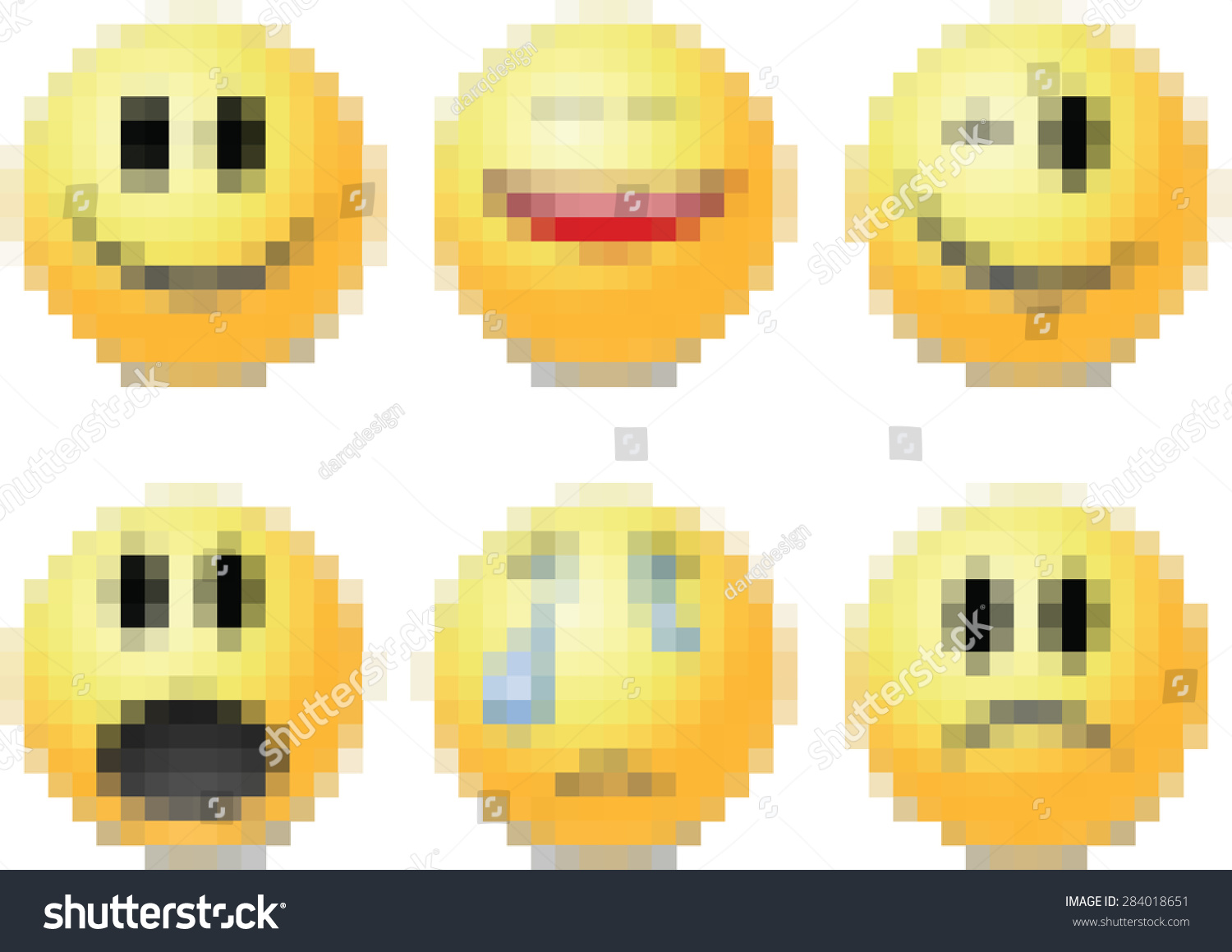 Pixel Emotional Face Icons Set Stock Vector 284018651 Shutterstock