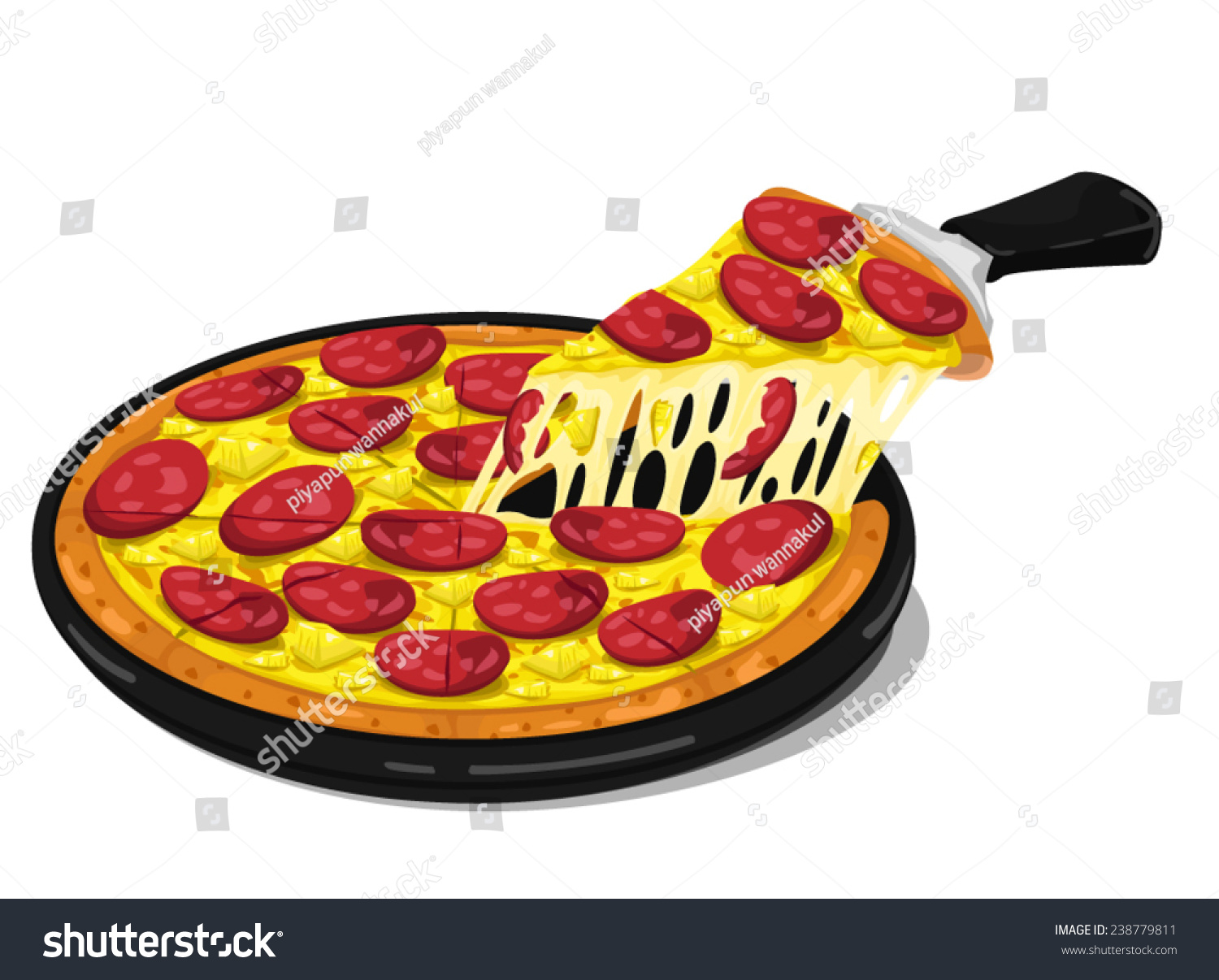 Pizza Hawaiian Slice Vector 238779811 Shutterstock