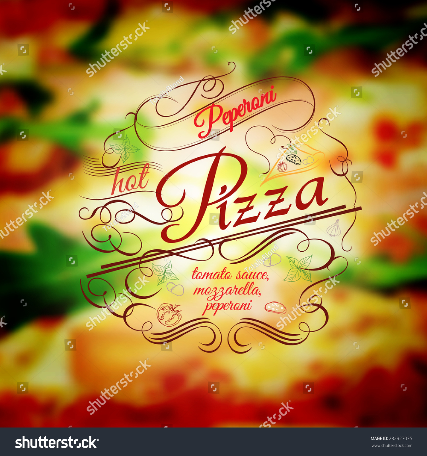 Pizza Menu Typography Template With Hand Drawn Ingredient Stock Vector 