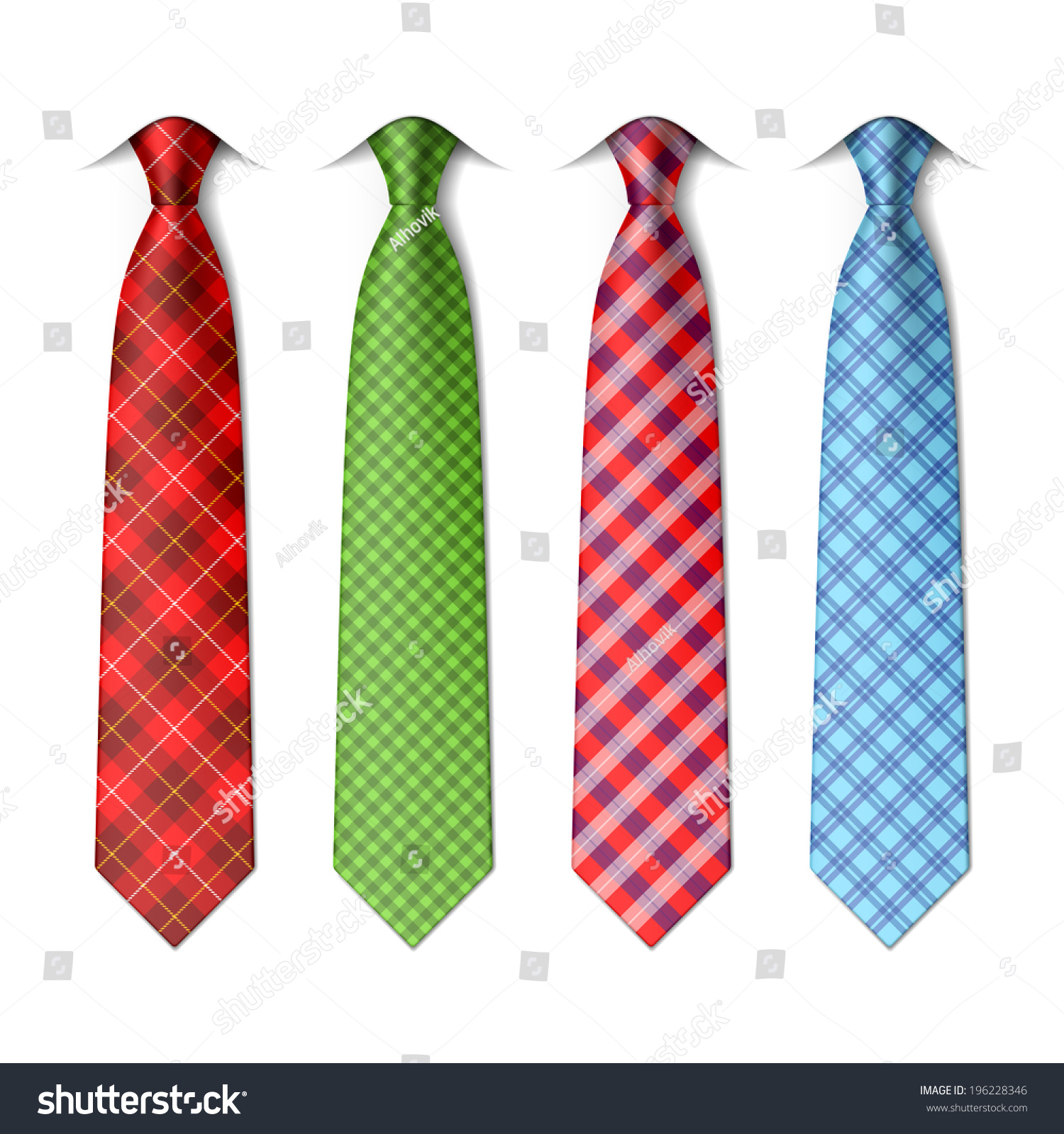 Plaid Checkered Silk Ties Template Easy Stock Vector 196228346 Shutterstock