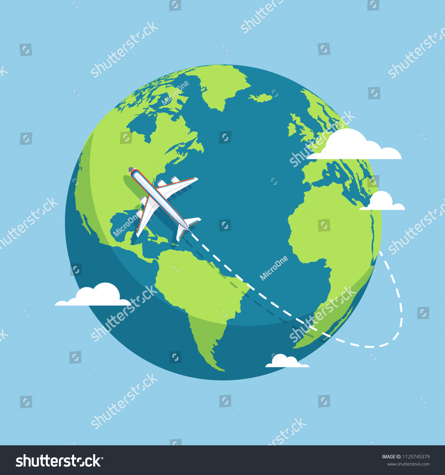 Plane Globe Aircraft Flying Around Earth Stock Vector Royalty Free