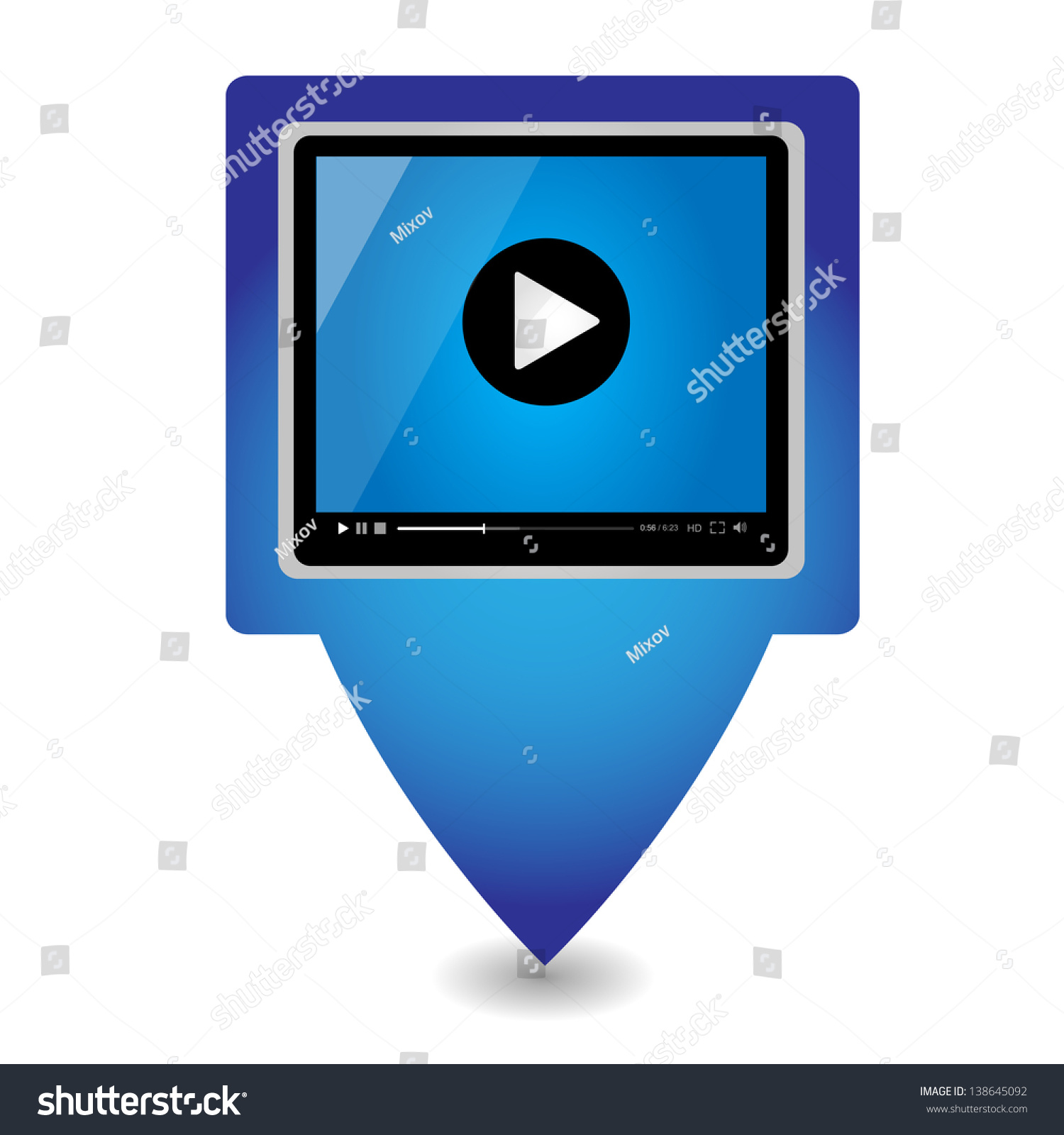 Play Icon On Blue Glossy Button Stock Vector Illustration 138645092
