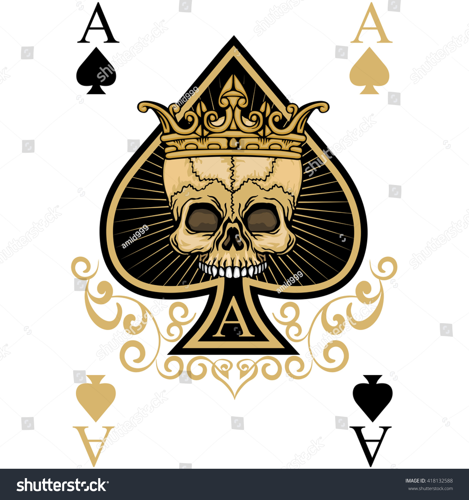 Playing Card Ace Spadesgothic Coat Arms Stock Vector 418132588