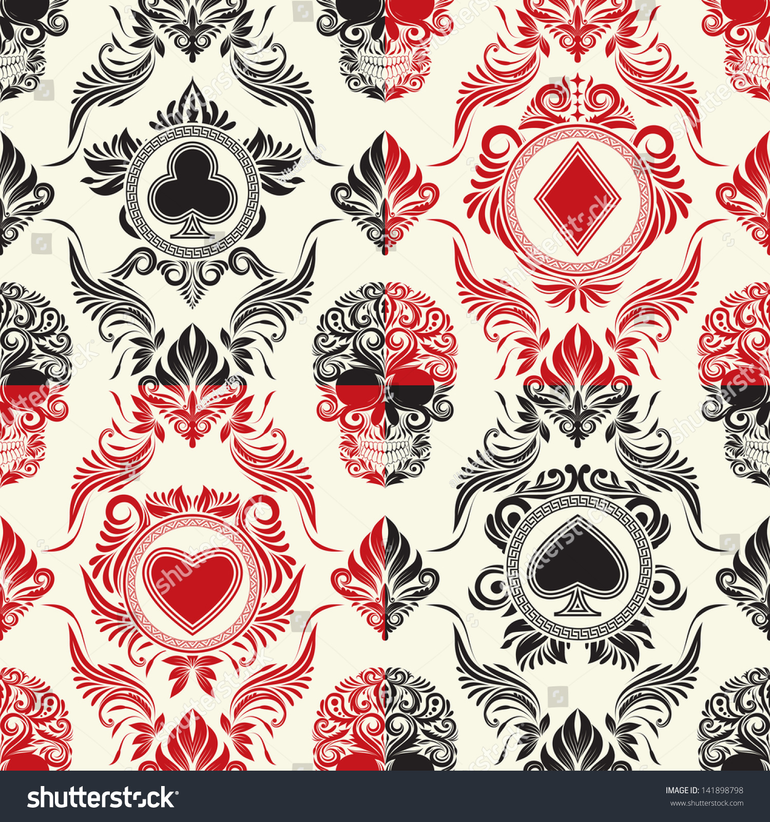 Playing Card Pattern Set Stock Vector 141898798 Shutterstock