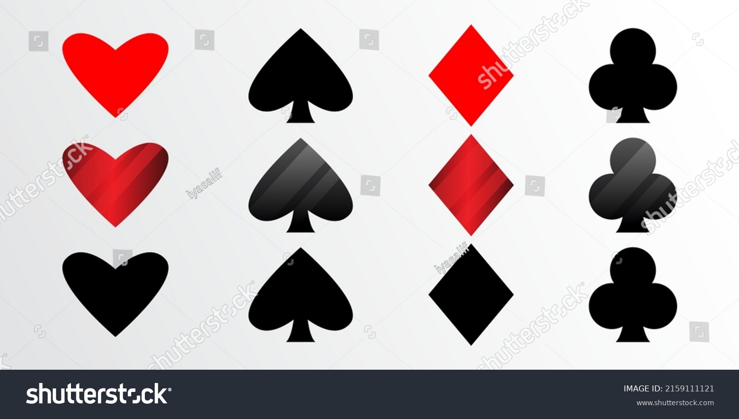 Playing Card Suit Icons Heart Diamond Stock Vector Royalty Free