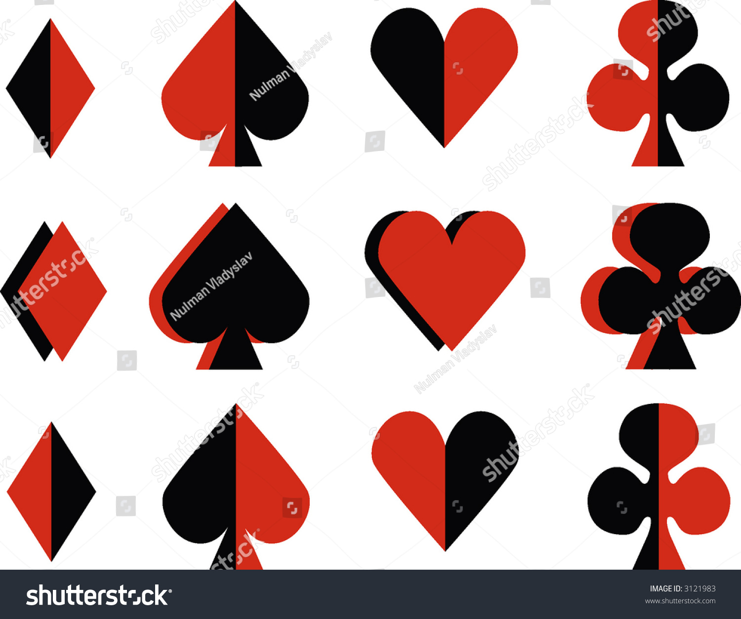 Playing Card Symbols Stock Vector Illustration 3121983 : Shutterstock