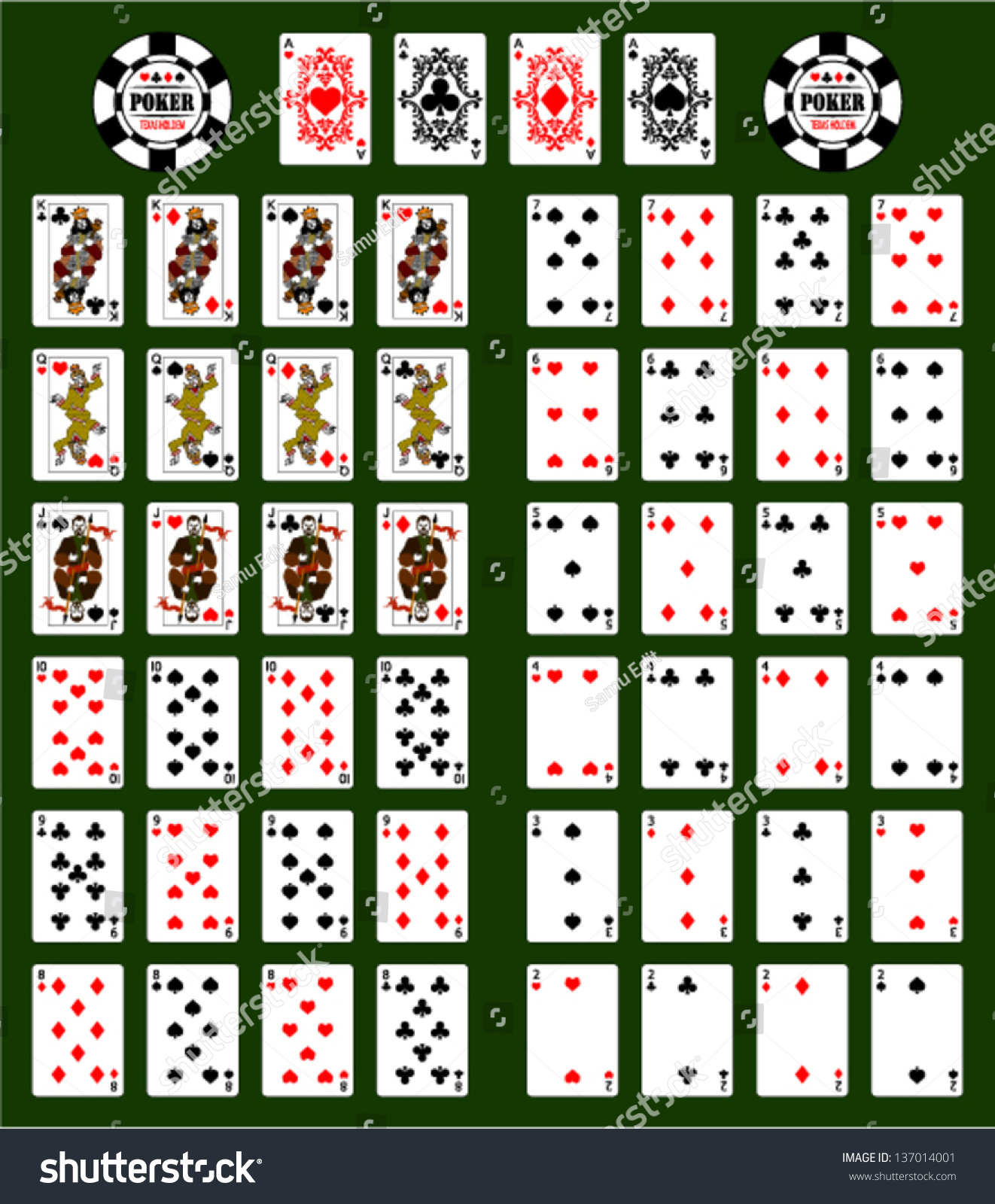 Poker Cards Stock Vector 137014001 - Shutterstock