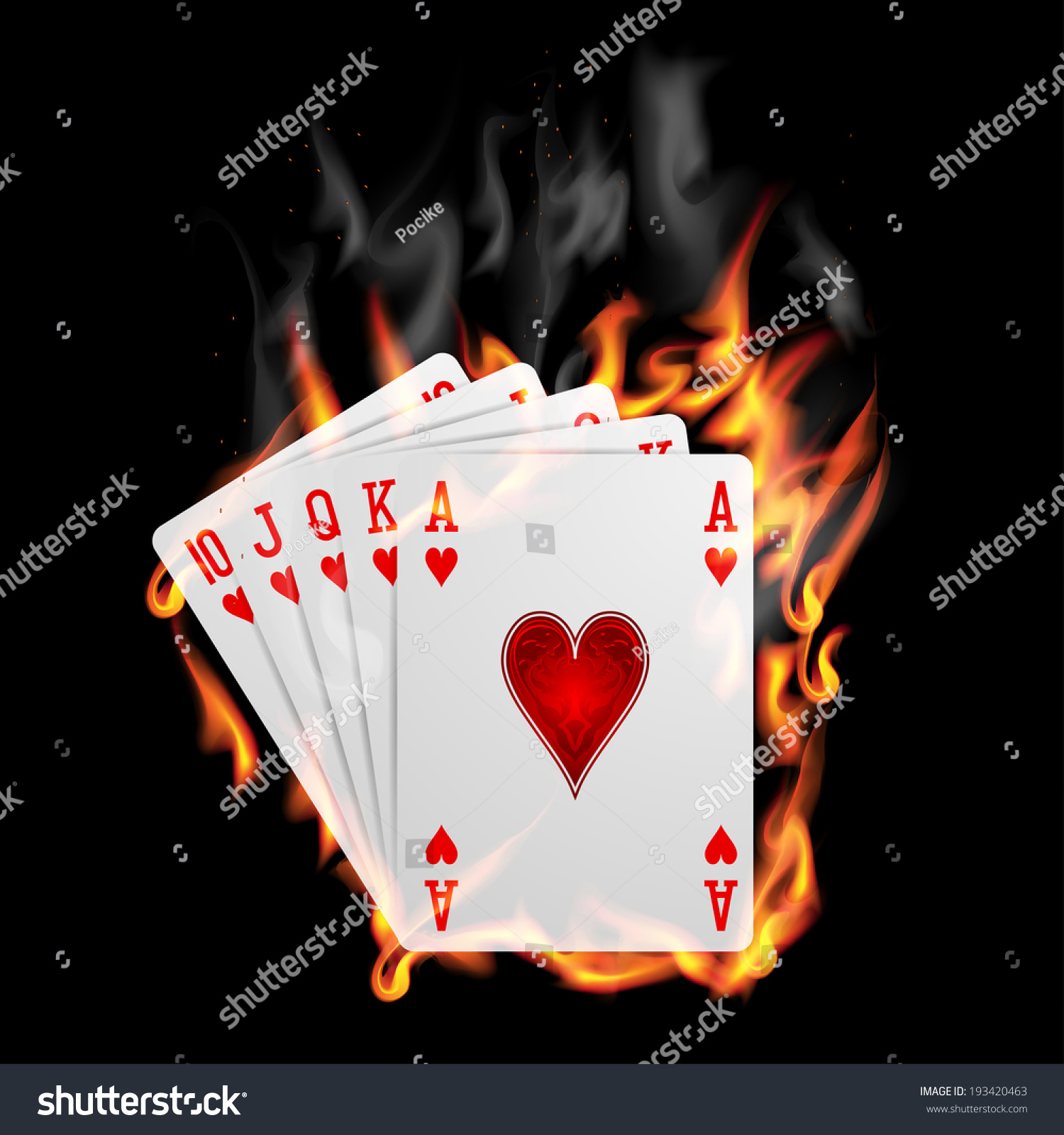 Poker Cards Burn In The Fire. Stock Vector Illustration 193420463