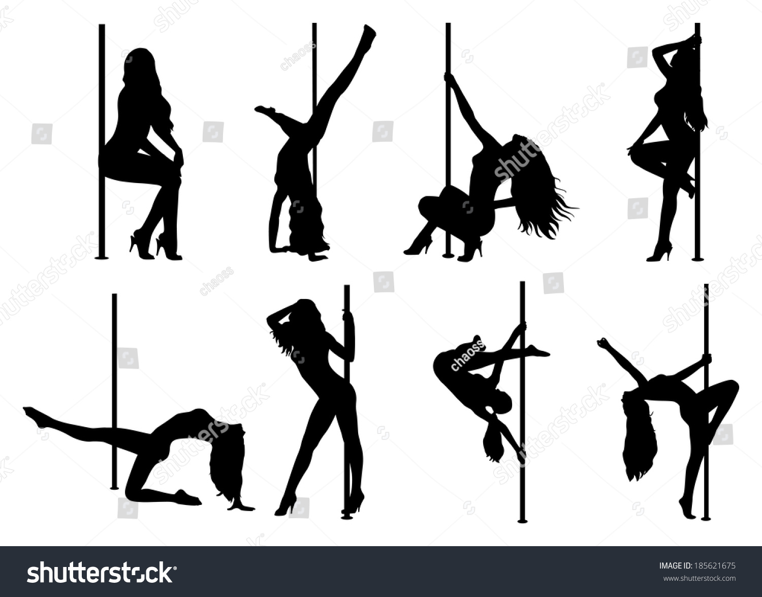 Pole Dance Women Silhouettes Eps 10 Format Stock Vector Illustration 185621675 Shutterstock