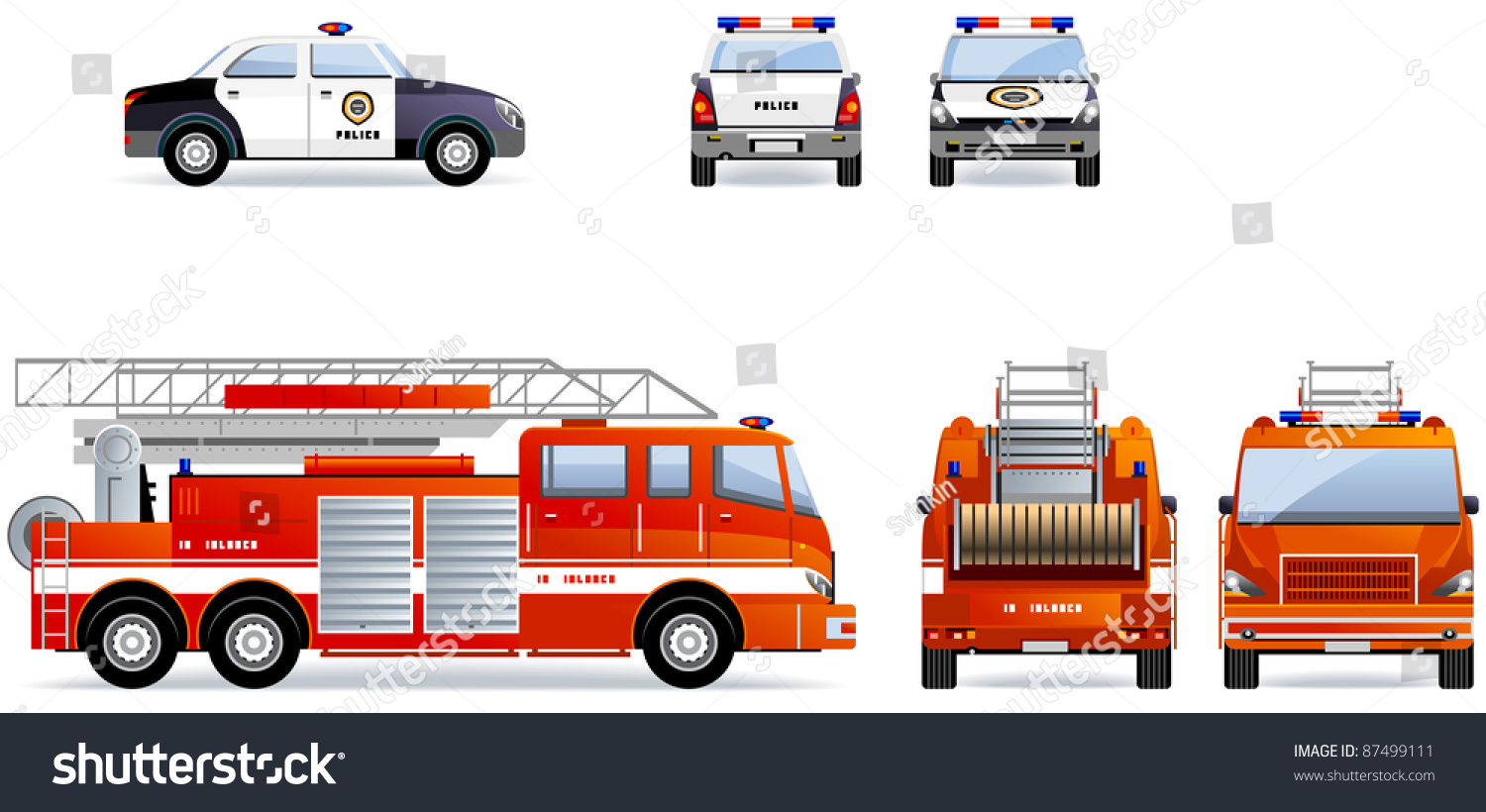 fire truck vector police side icons views shutterstock