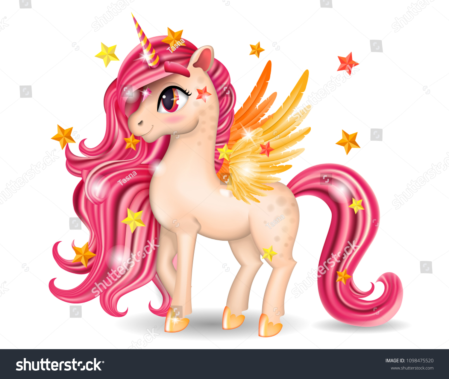 Pony Unicorn Character Pink Jewel Big Stock Vector Royalty Free