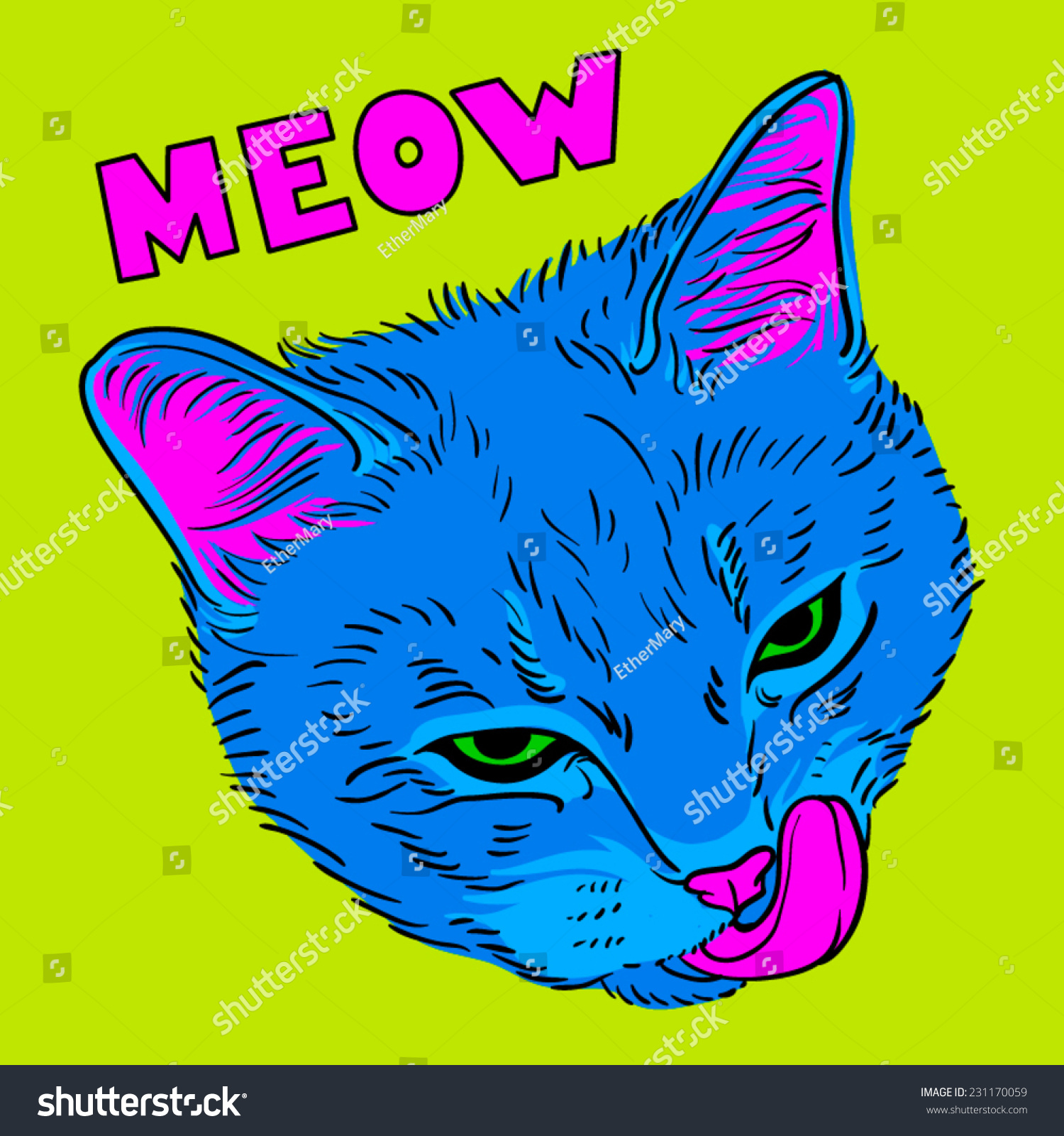 Popart Cat Stock Vector 231170059 Shutterstock 6166