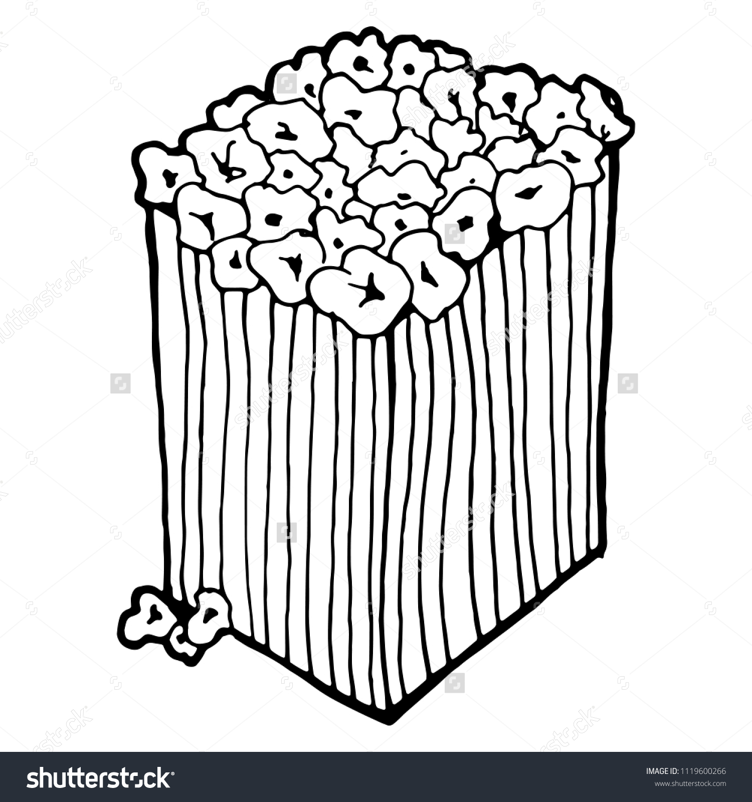 Popcorn Vector Popcorn Cardboard Box Hand Stock Vector Royalty Free