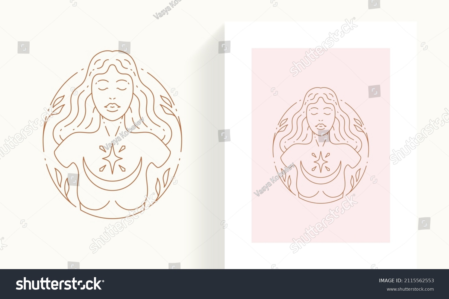 Portrait Une Femme Romantique Sot Rique Nue Image Vectorielle De