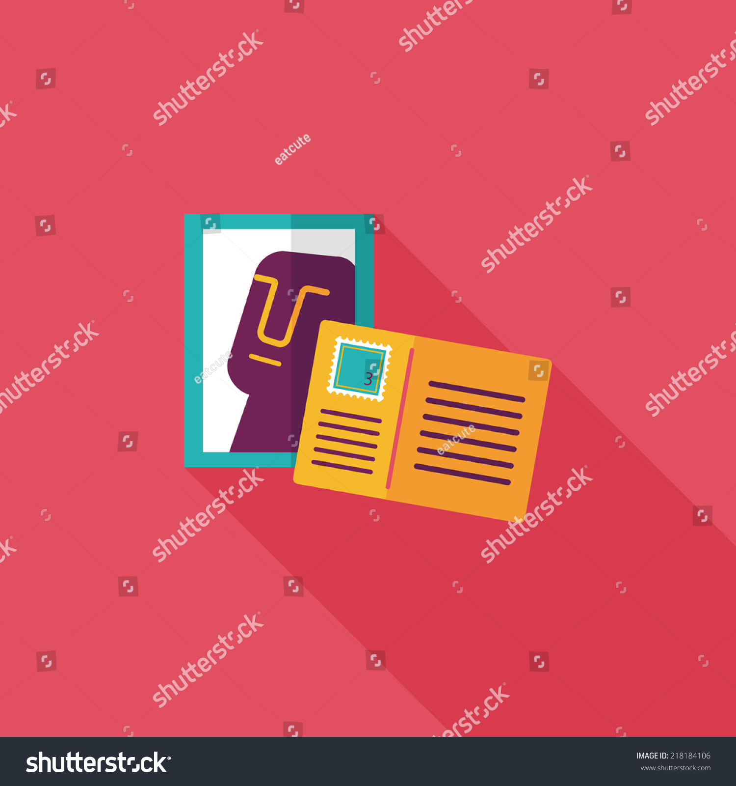 Postcard flat icon with long shadow Postcard flat icon with long shadow
