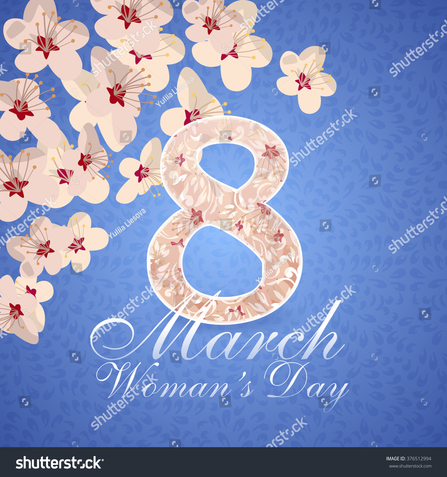 Postcard for holiday International Woman's Day with Flowers of Sakura Postcard for holiday International Woman's Day with Flowers of Sakura
