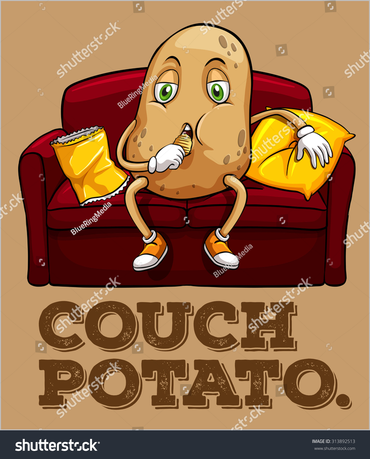 Potato Sitting On Couch Illustration - 313892513 : Shutterstock