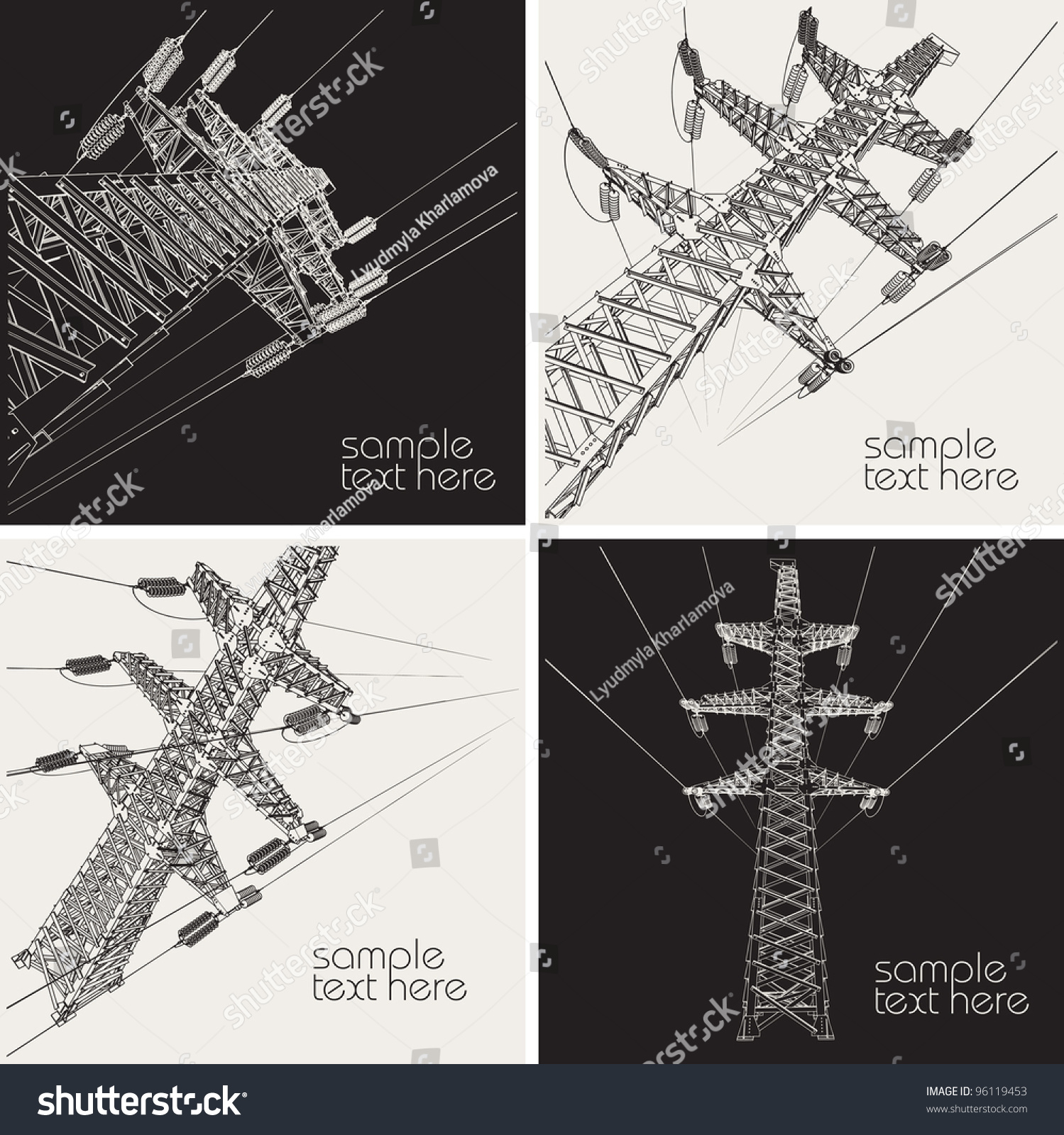 Power Transmission Line, Vector Illustration - 96119453 : Shutterstock