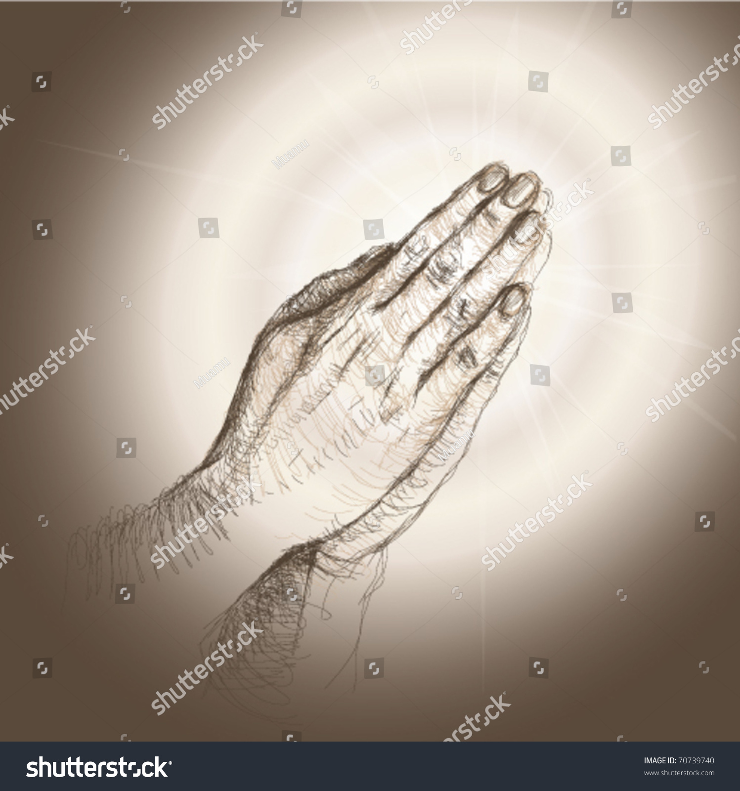 Praying Hands / Realistic Sketch (Not AutoTraced) Stock Vector