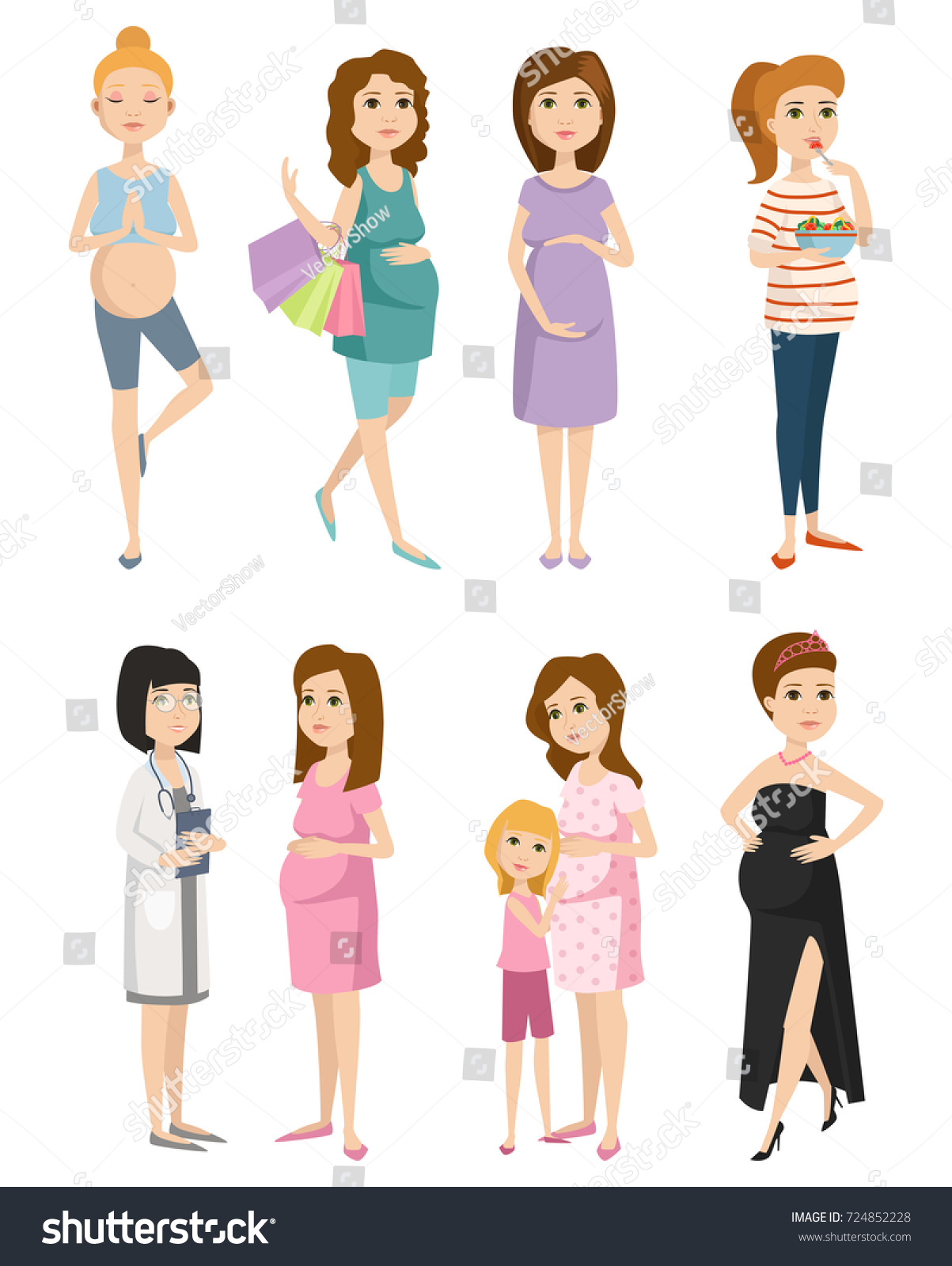 Pregnancy Motherhood People Expectation Concept Happy Stock Vector Royalty Free