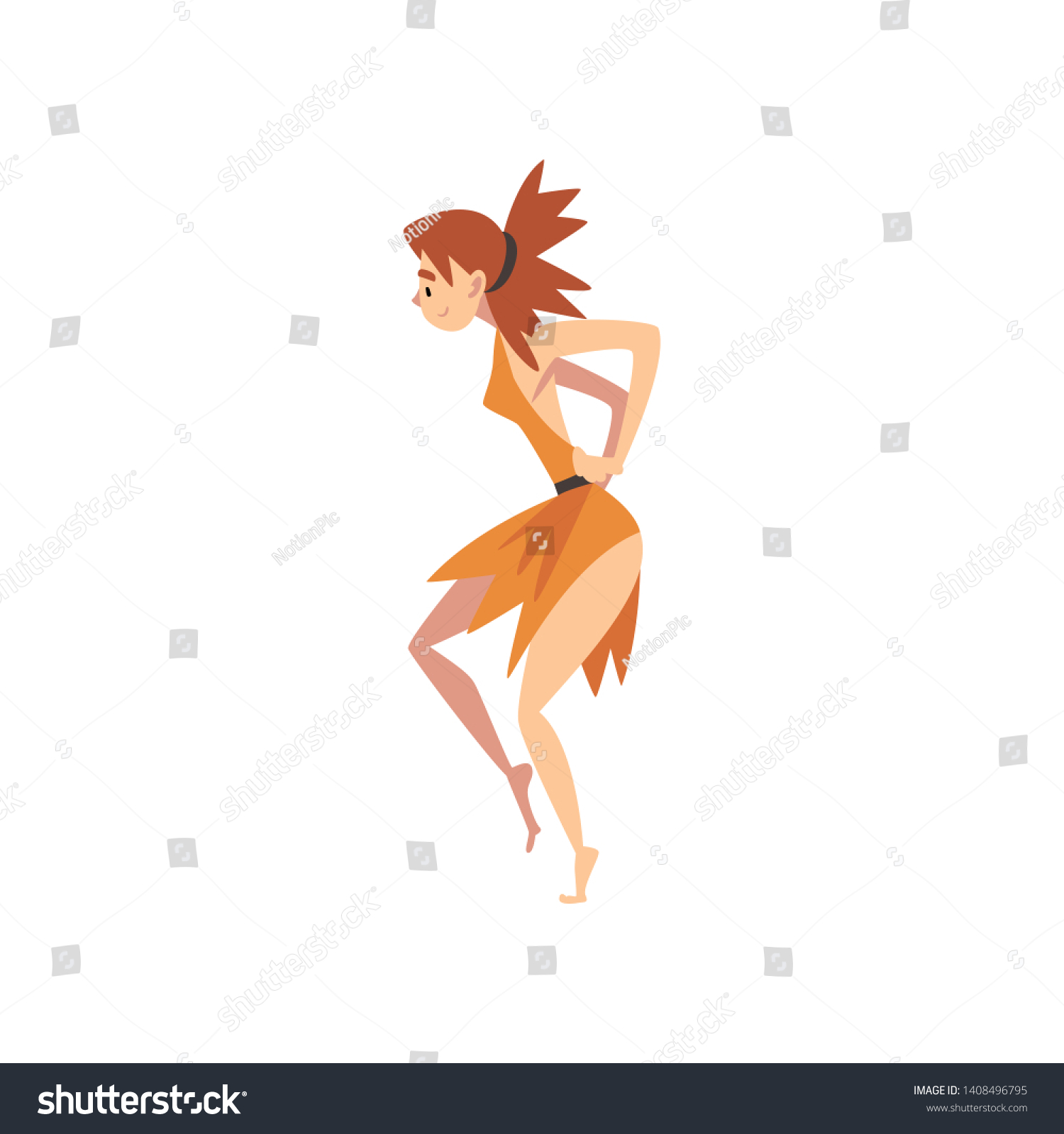 Prehistoric Girl Primitive Stone Age Cavewoman Stock Vector Royalty