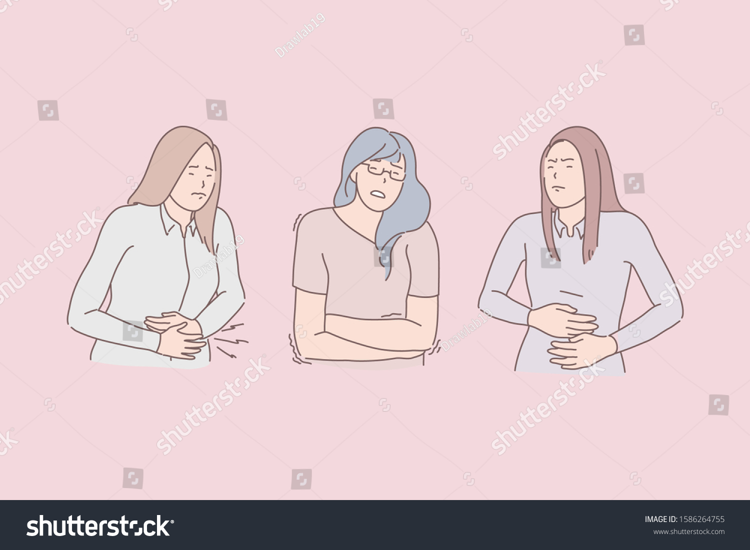 Premenstrual Syndrome Menstrual Pain Disease Symptoms Stock Vector