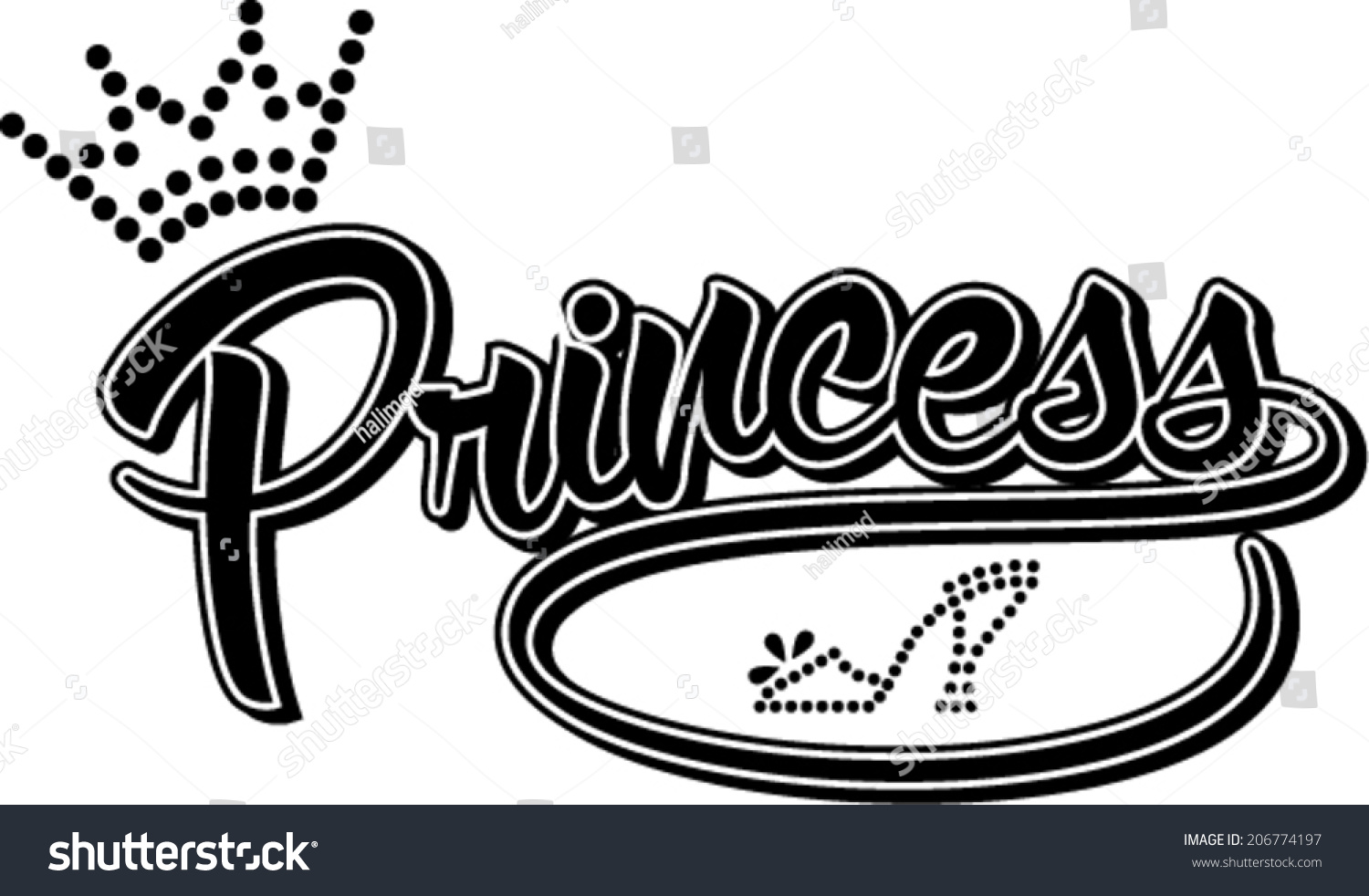 Princess Design Word Princess Stock Vector 206774197 Shutterstock