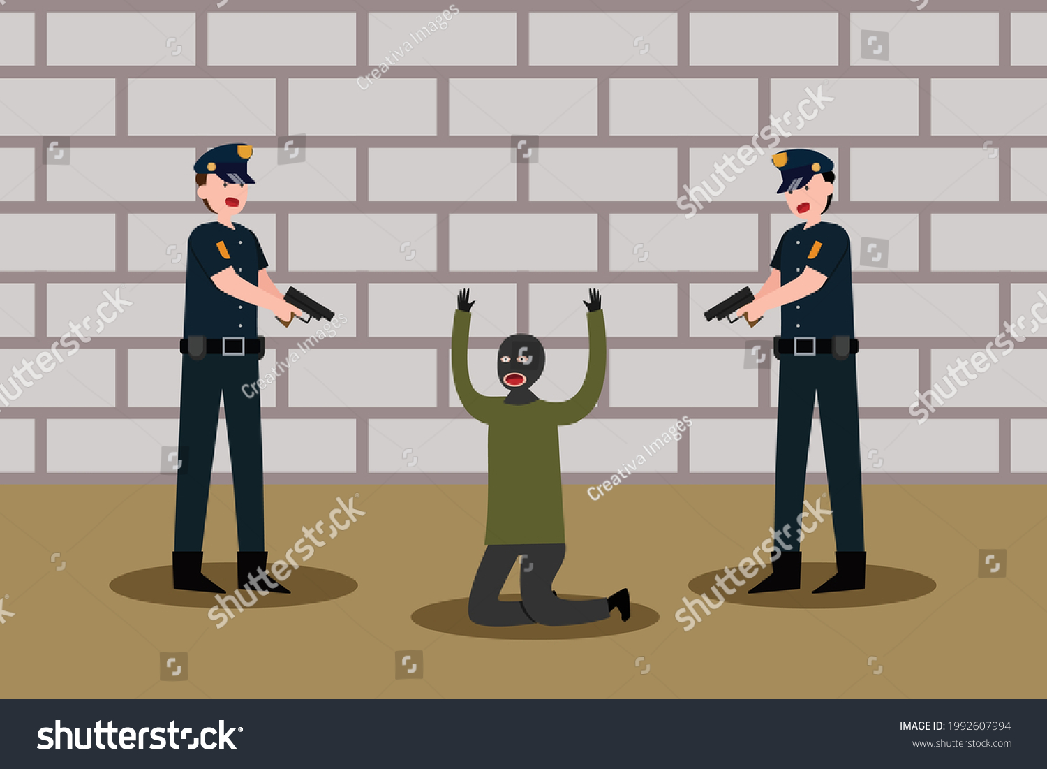 Prisoner Vector Concept Two Policeman Caught Stock Vector Royalty Free