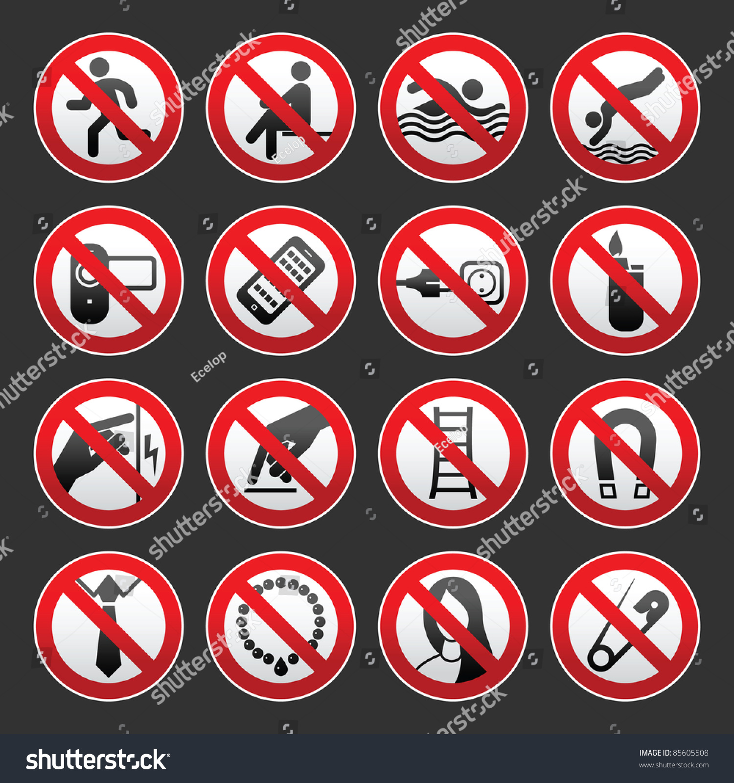 Prohibited Signs Gray Background Vector Stock Vector Royalty Free