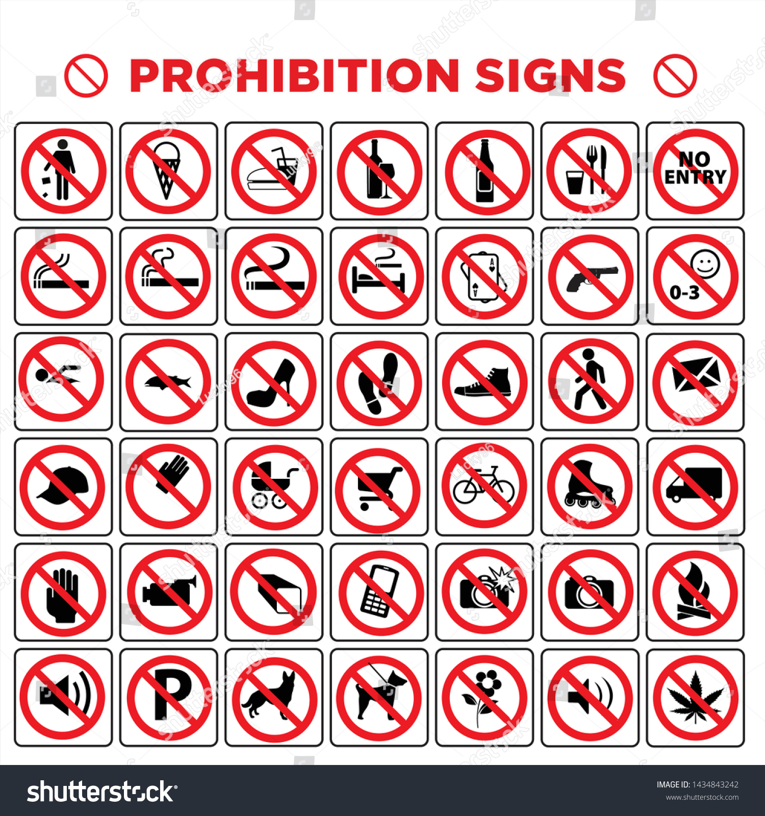 Prohibition Signswarning Danger Signs Set Vector Stock Vector Royalty